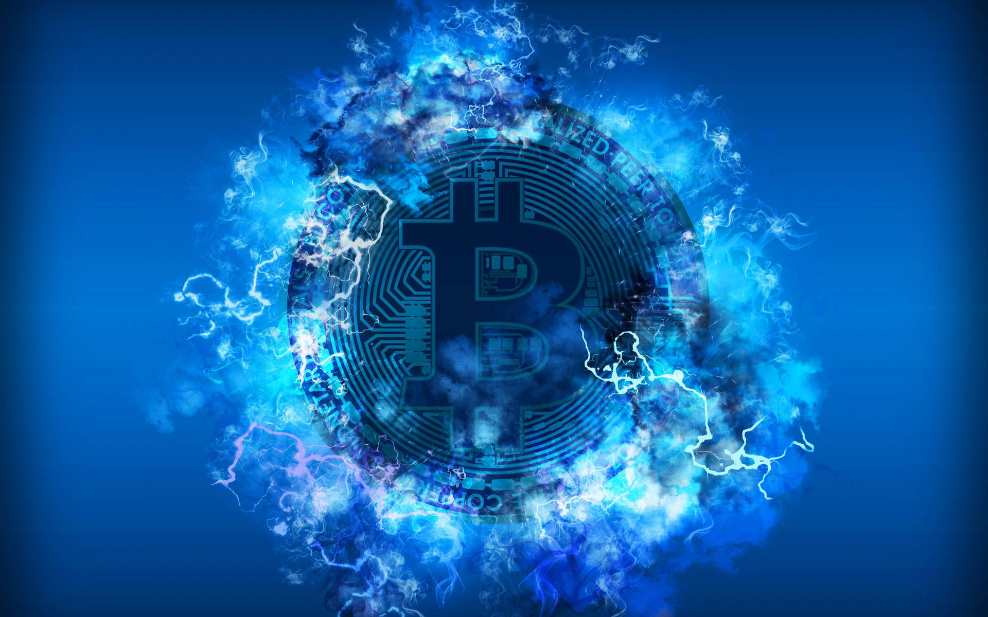 Blue Bitcoin Lighting Graphic Crypto Background