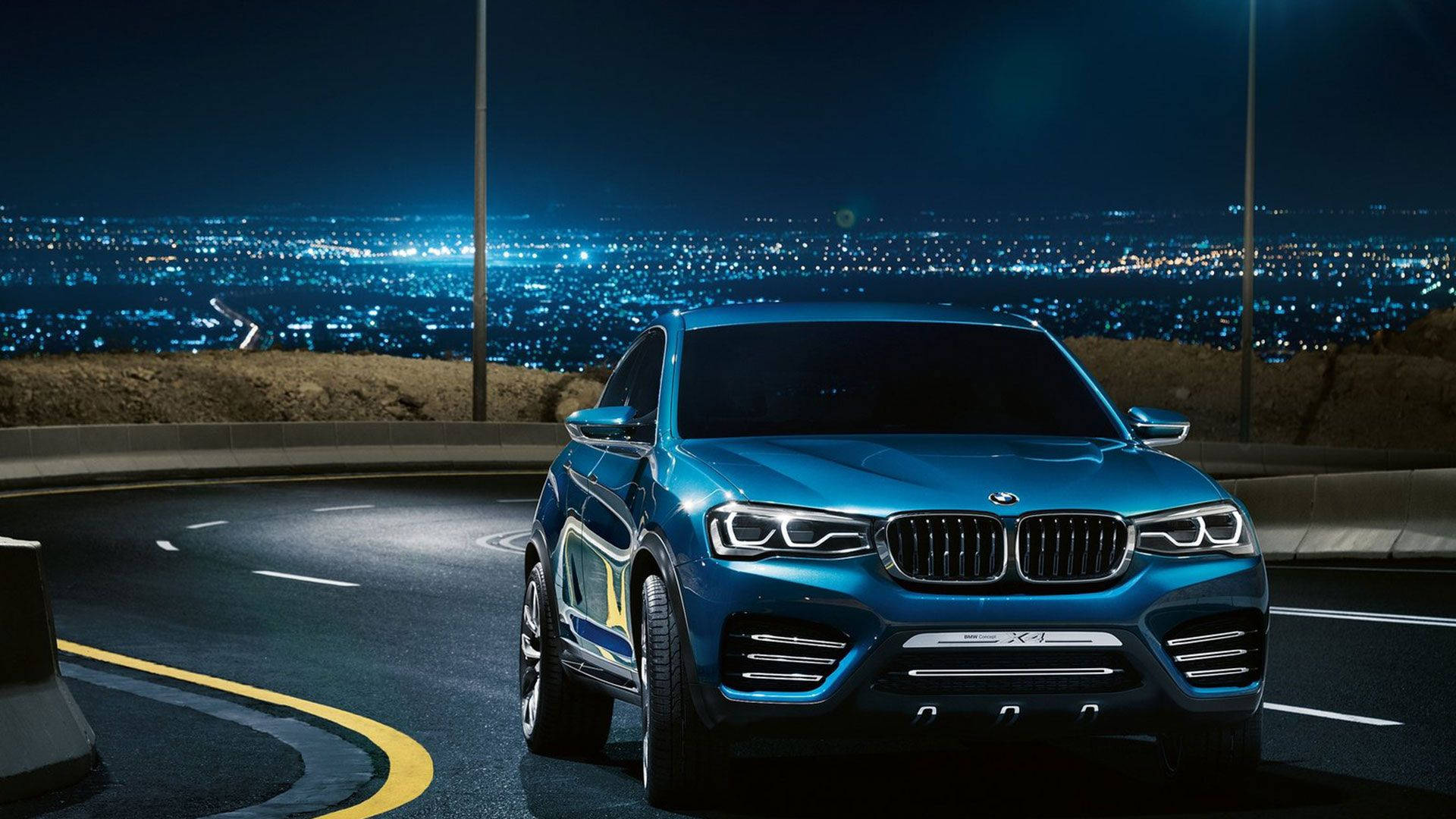 Blue Bmw And City Lights