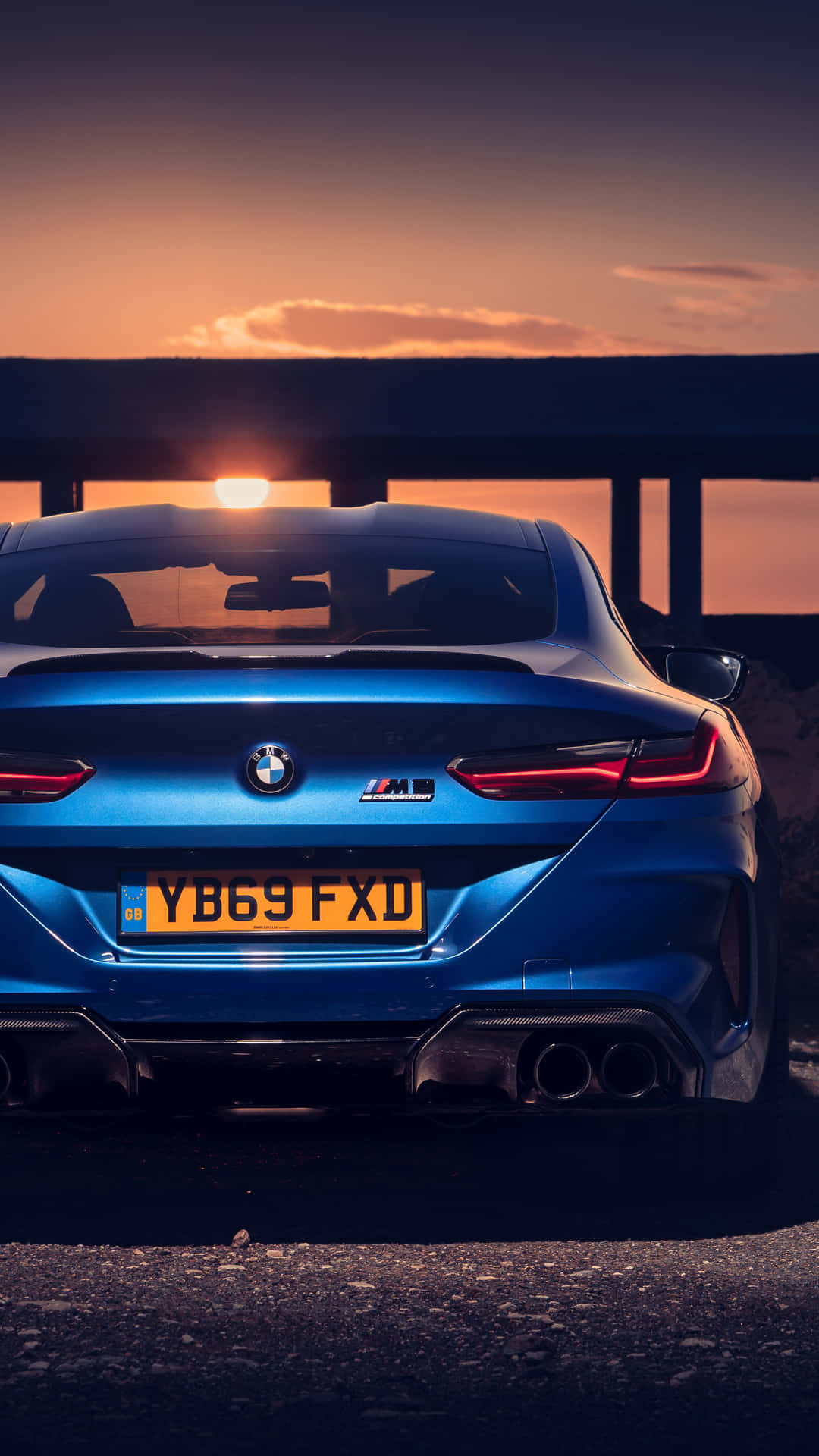 Blue Bmw M8 4k Mobile By The Sunset Background