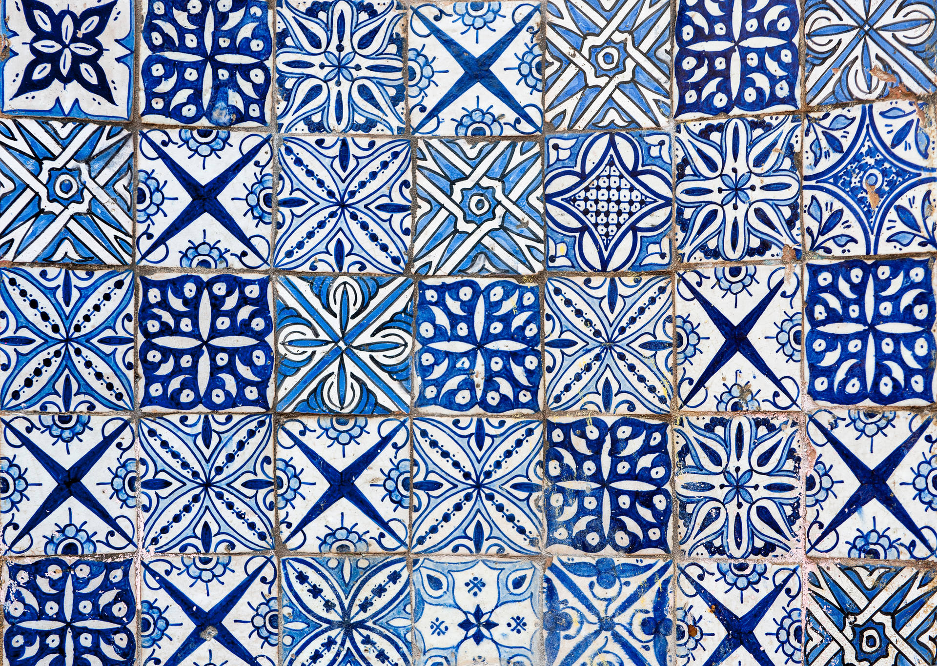 Blue Bohemian Tile Mosaic Background