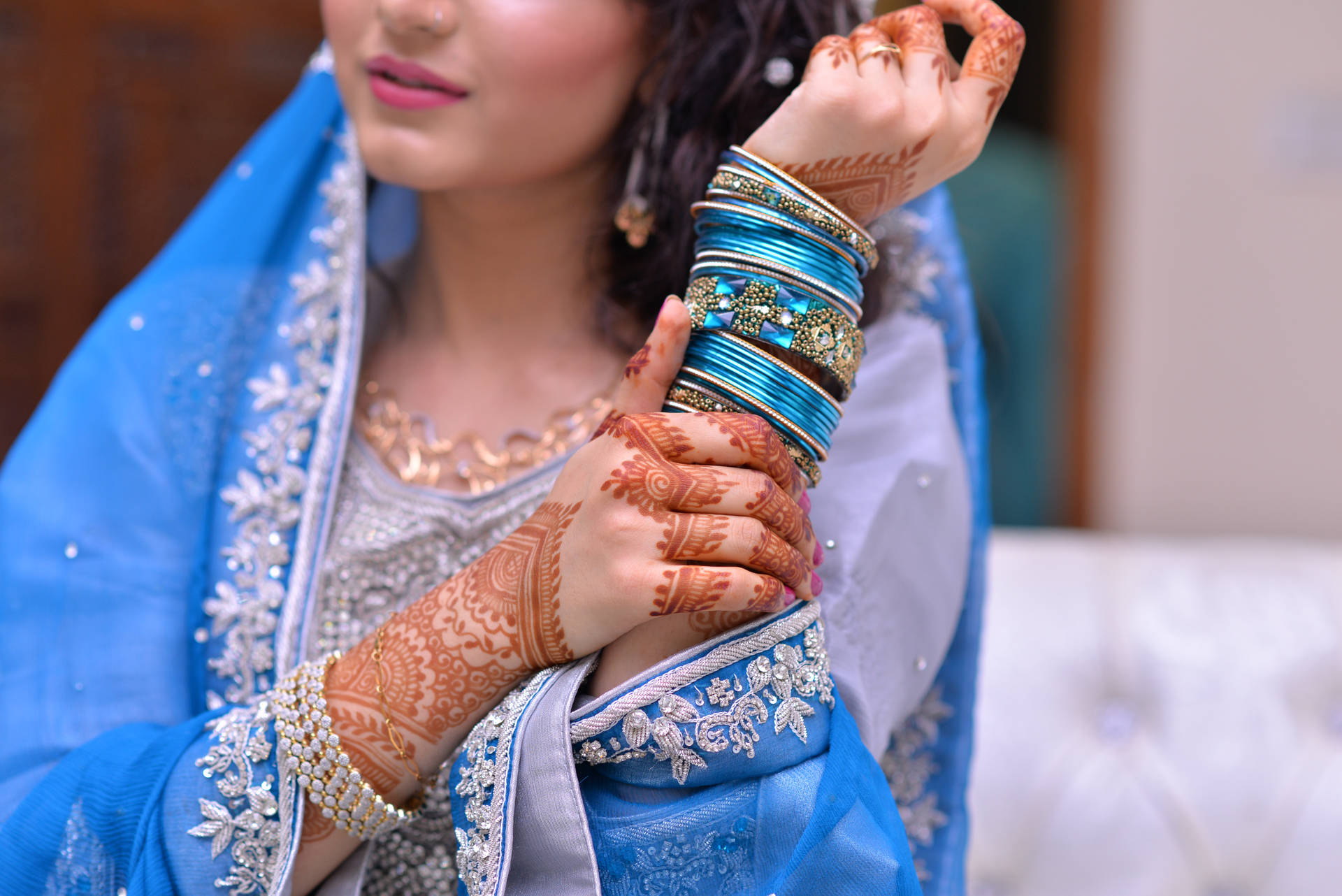 Blue Bridal Dress