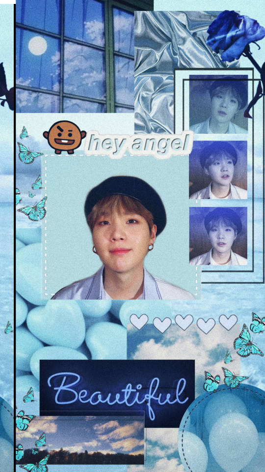 Blue Bts Suga Cute Collage Background