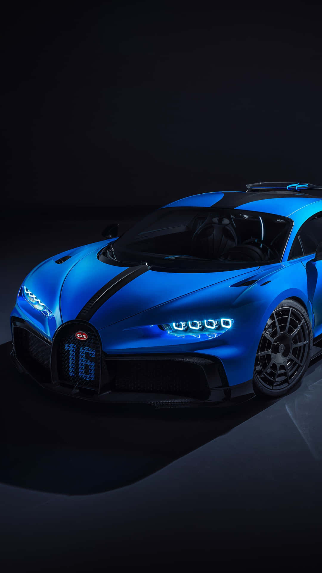 Blue Bugatti Chiron Night Showcase