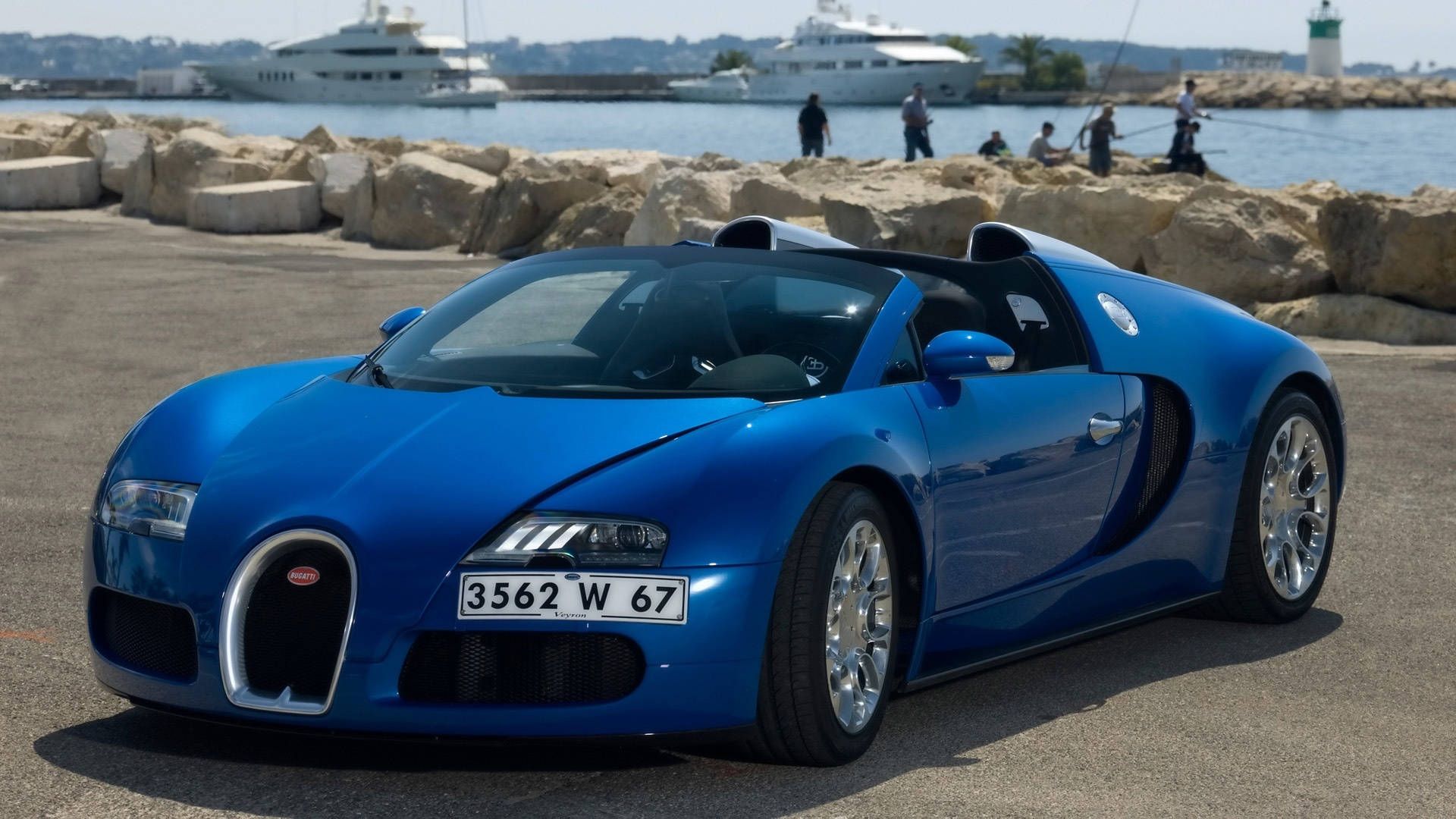 Blue Bugatti On Beach Iphone