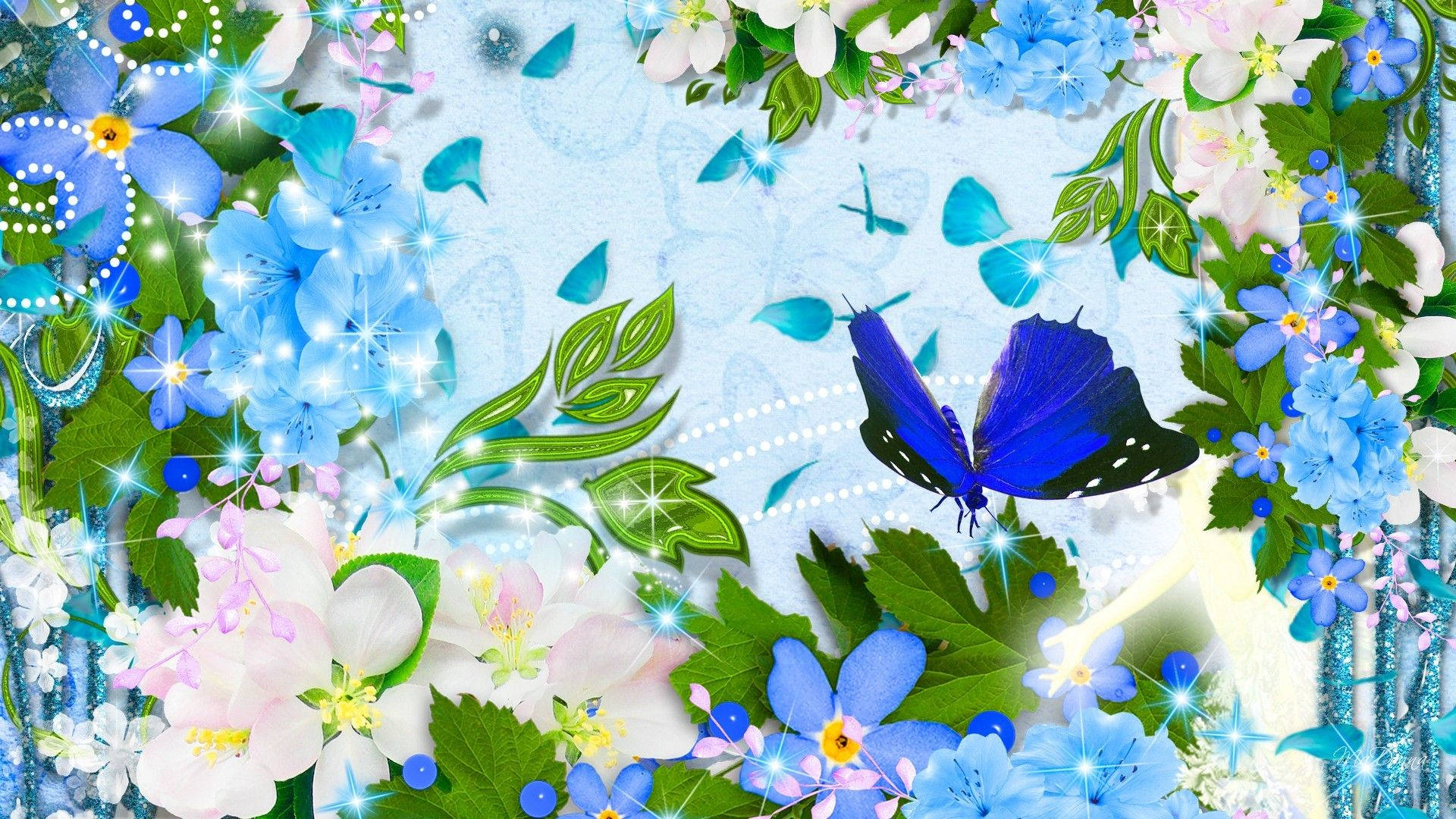 Blue Butterfly Aesthetic In Garden