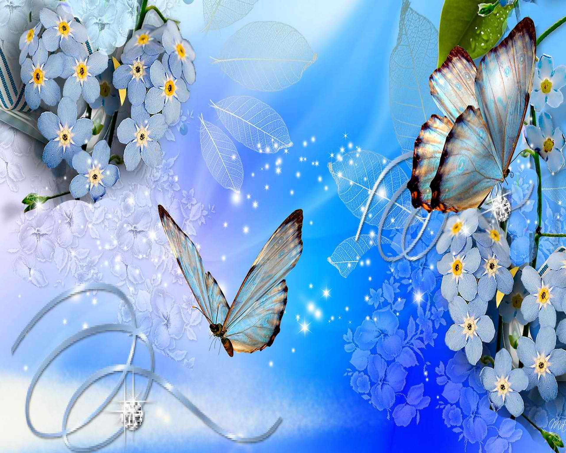 Blue Butterfly Aesthetic On Flower