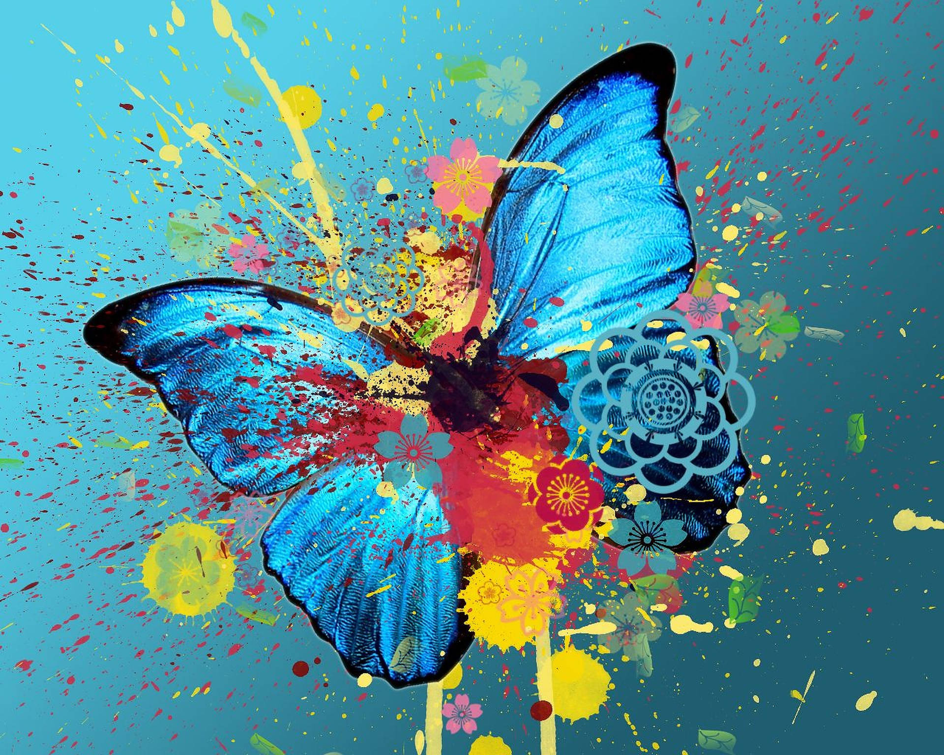 Blue Butterfly Aesthetic Painting Background