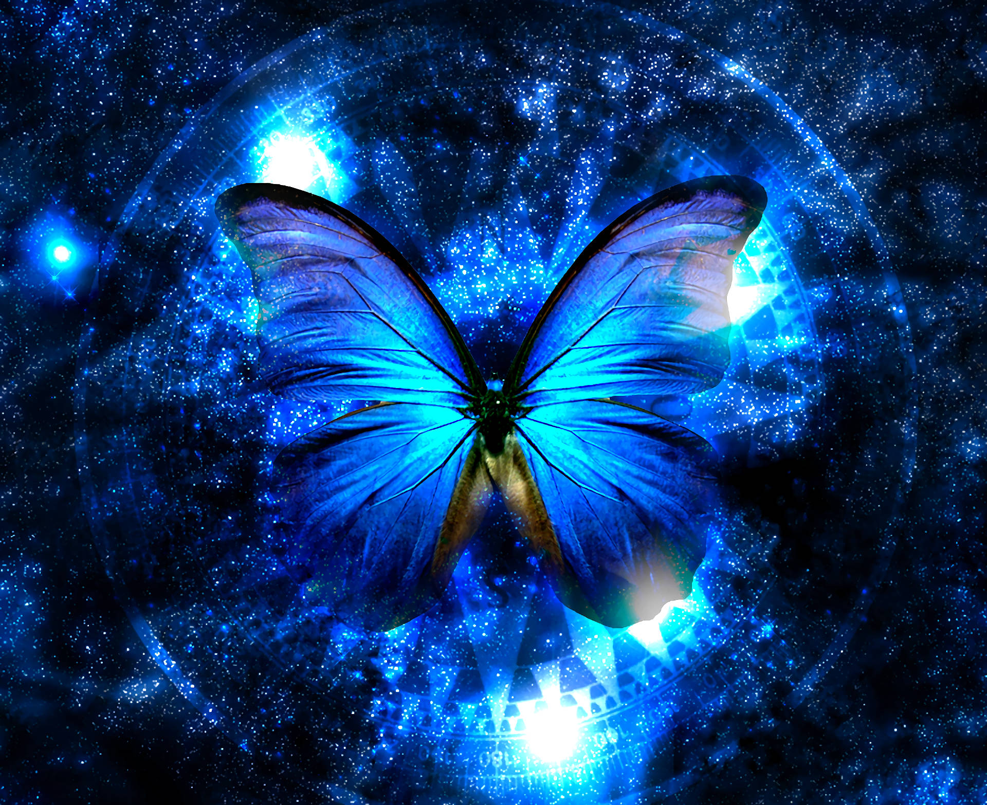 Blue Butterfly Galaxy Background