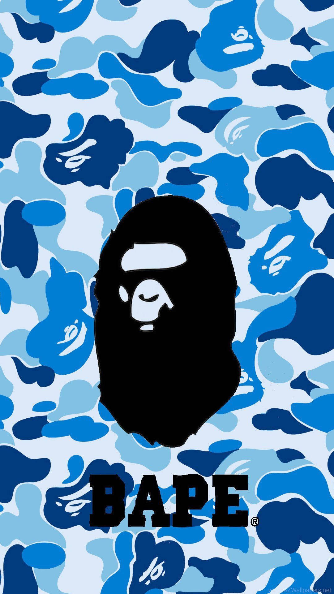 Blue Camouflage Bape Logo Background