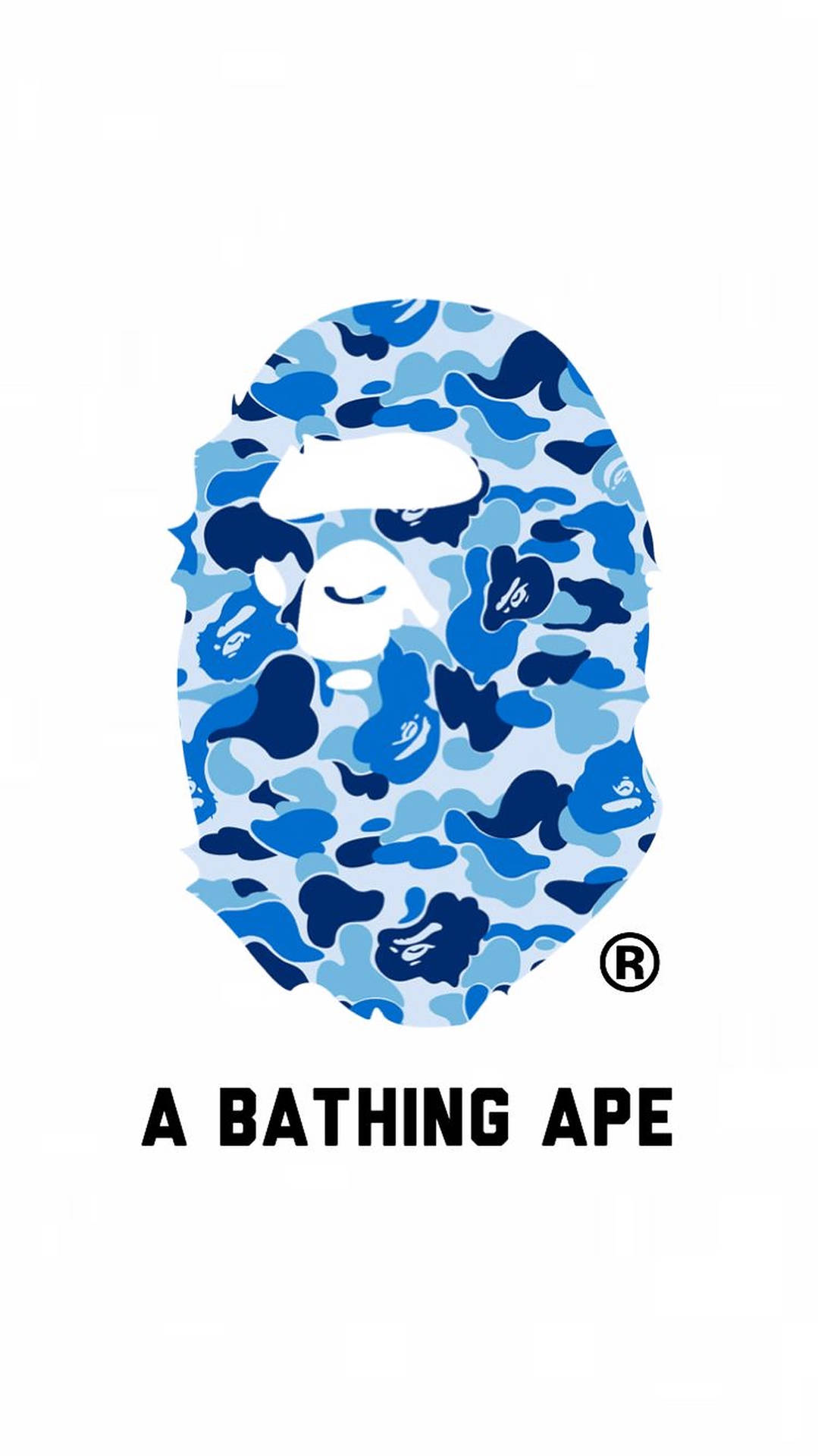 Blue Camouflage Overlay Bape Logo Background