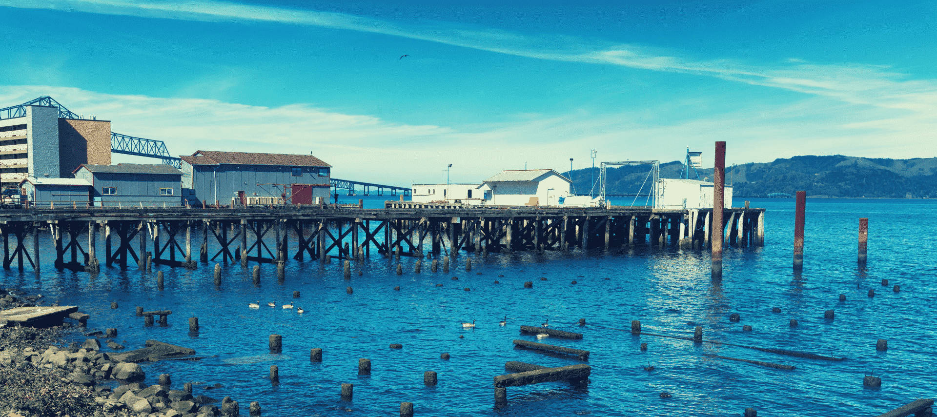 Blue Cannery Row Harbor Background