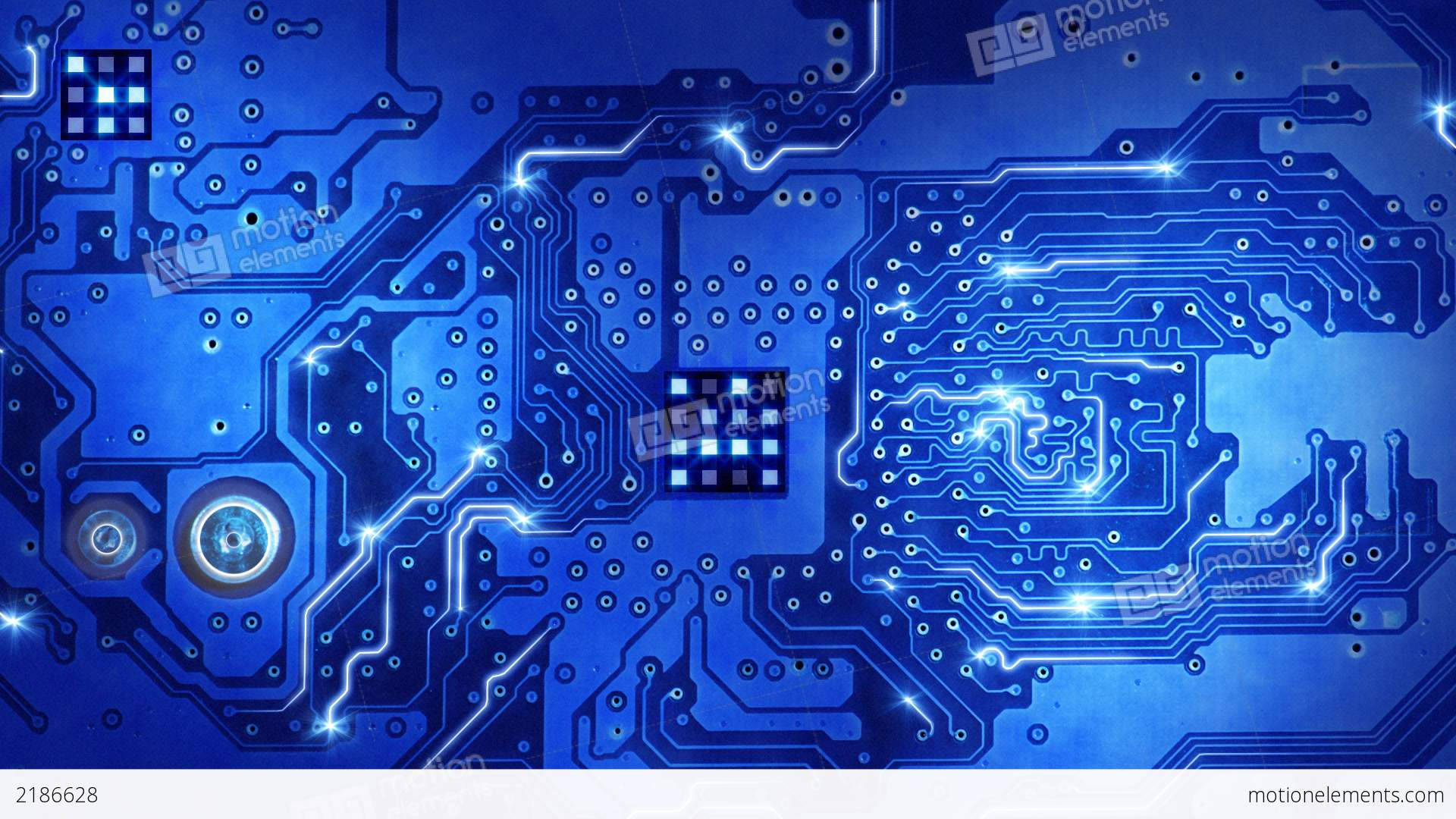 Blue Capacitators, Circuit Board Background