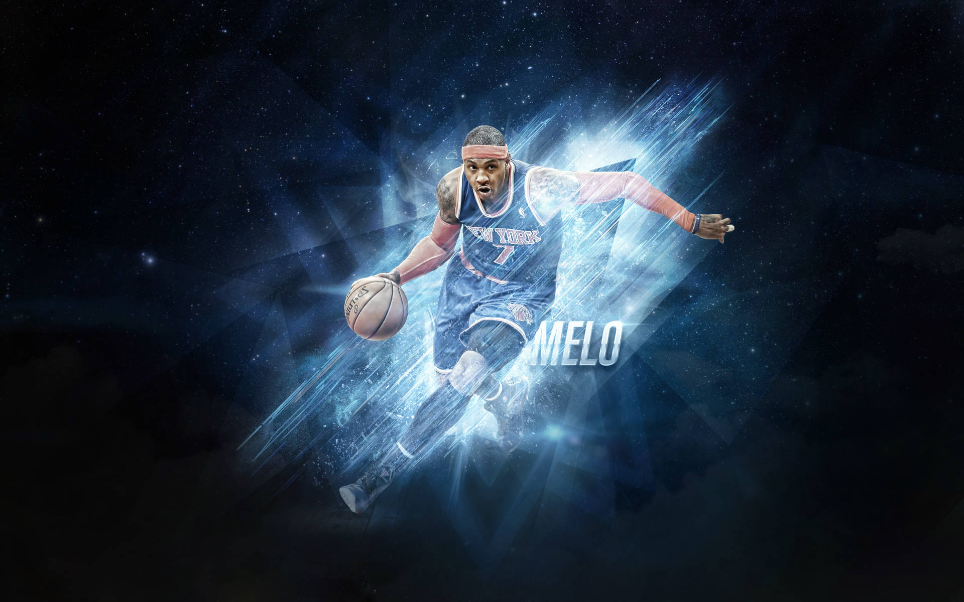 Blue Carmelo Anthony Dribble Art Background