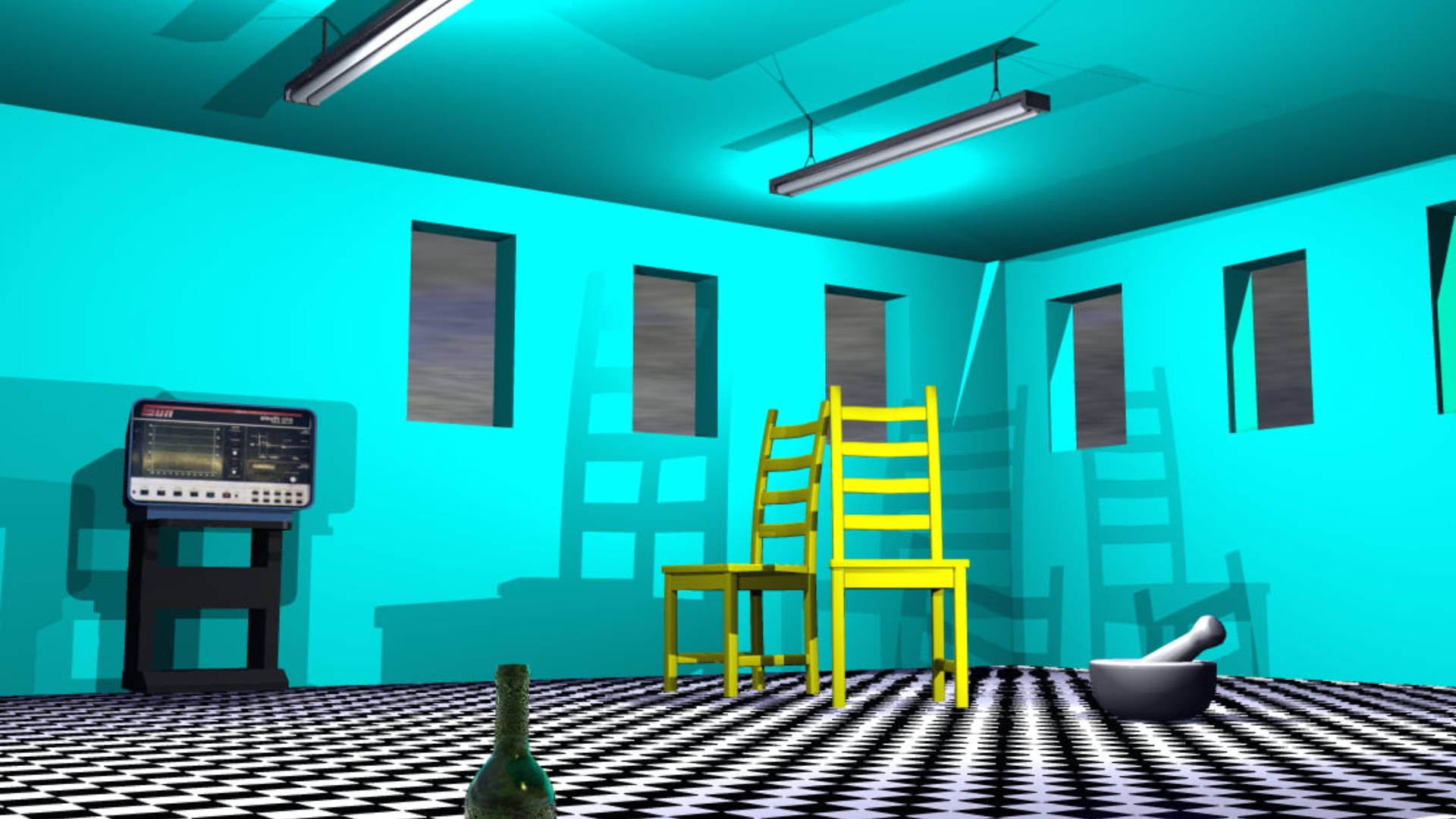 Blue Checkered Room Background