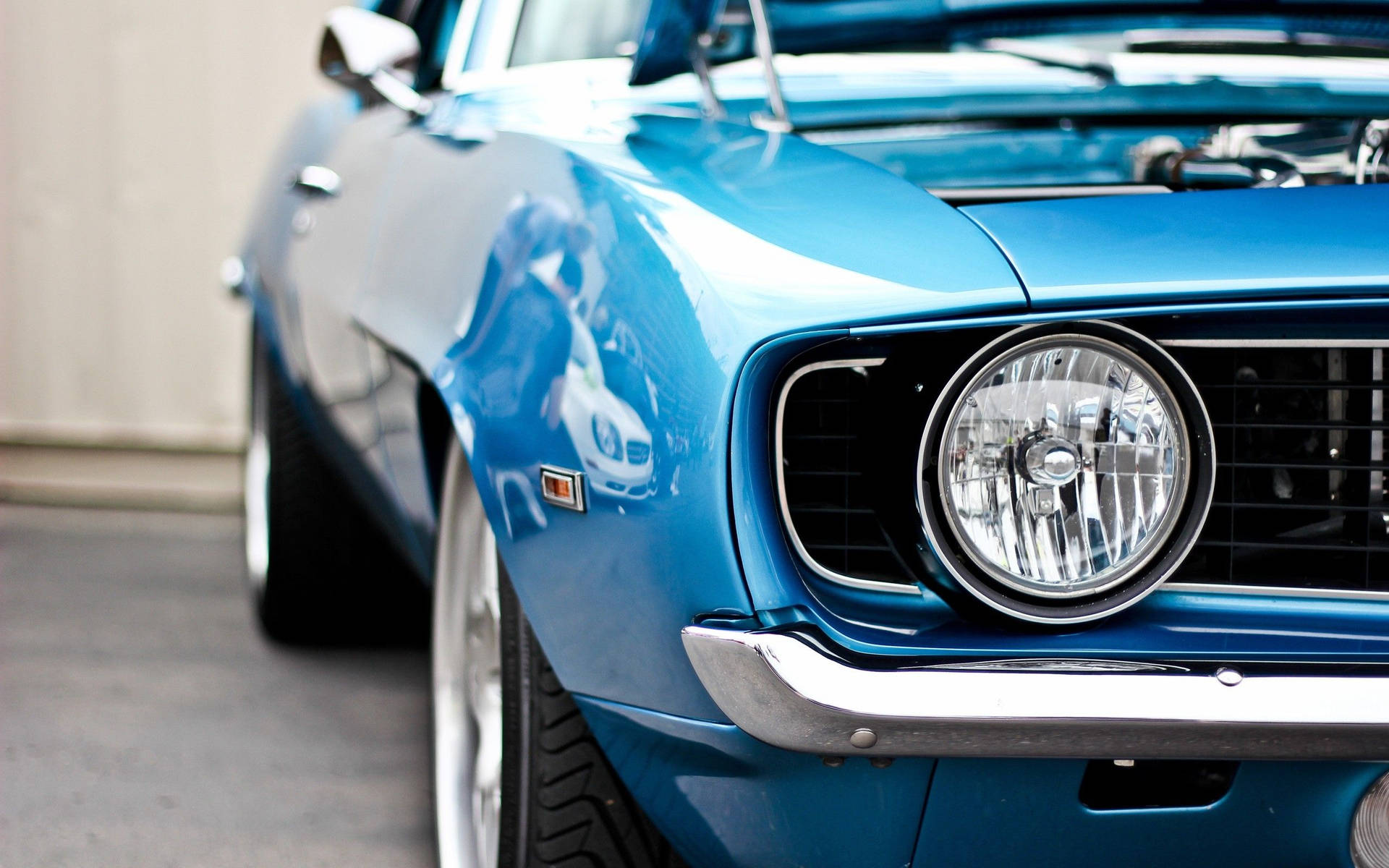 Blue Chevrolet Camaro Ss Muscle Car Background