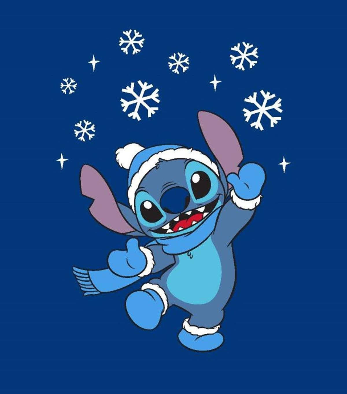 Blue Christmas-themed Stitch Disney Background