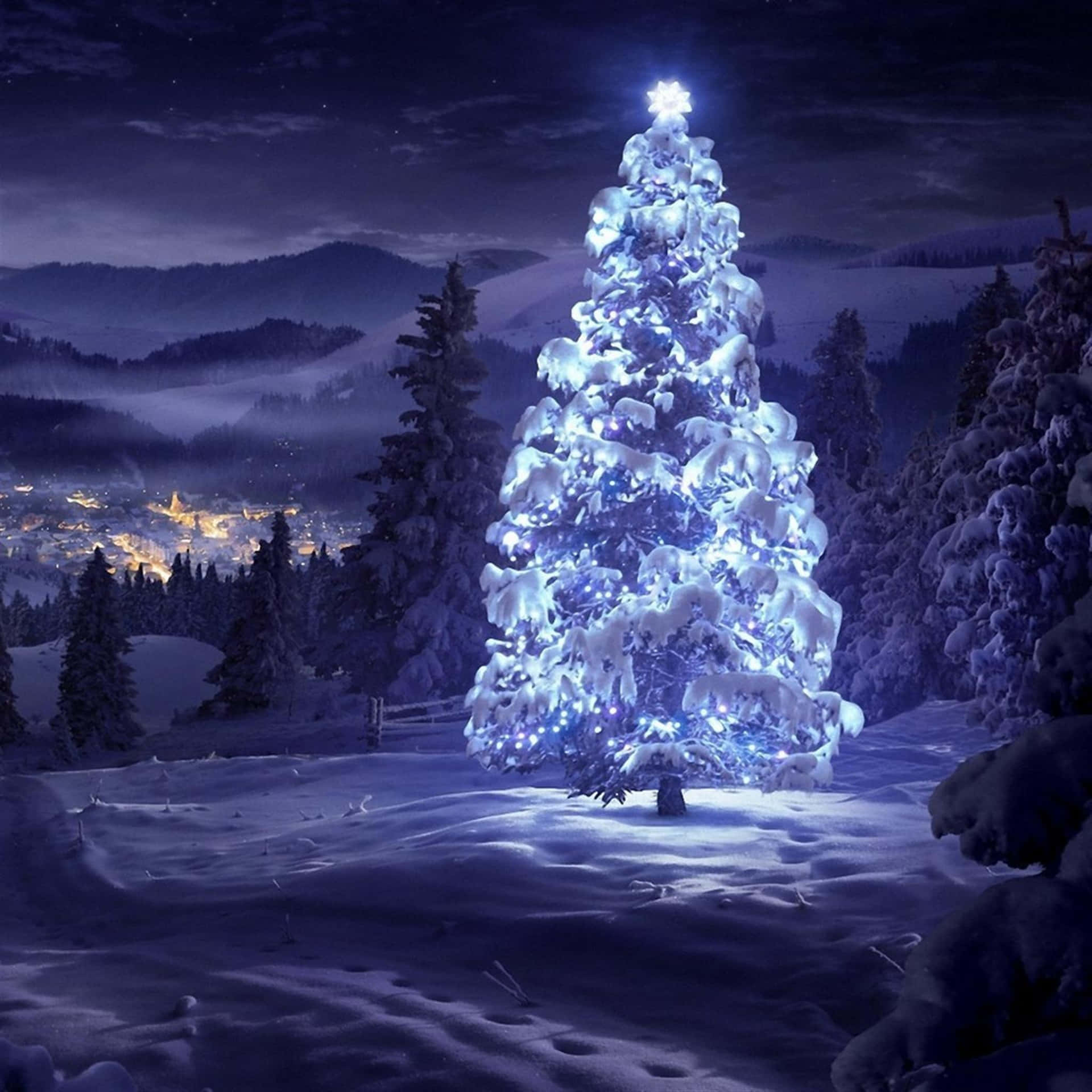 Blue Christmas Tree Background