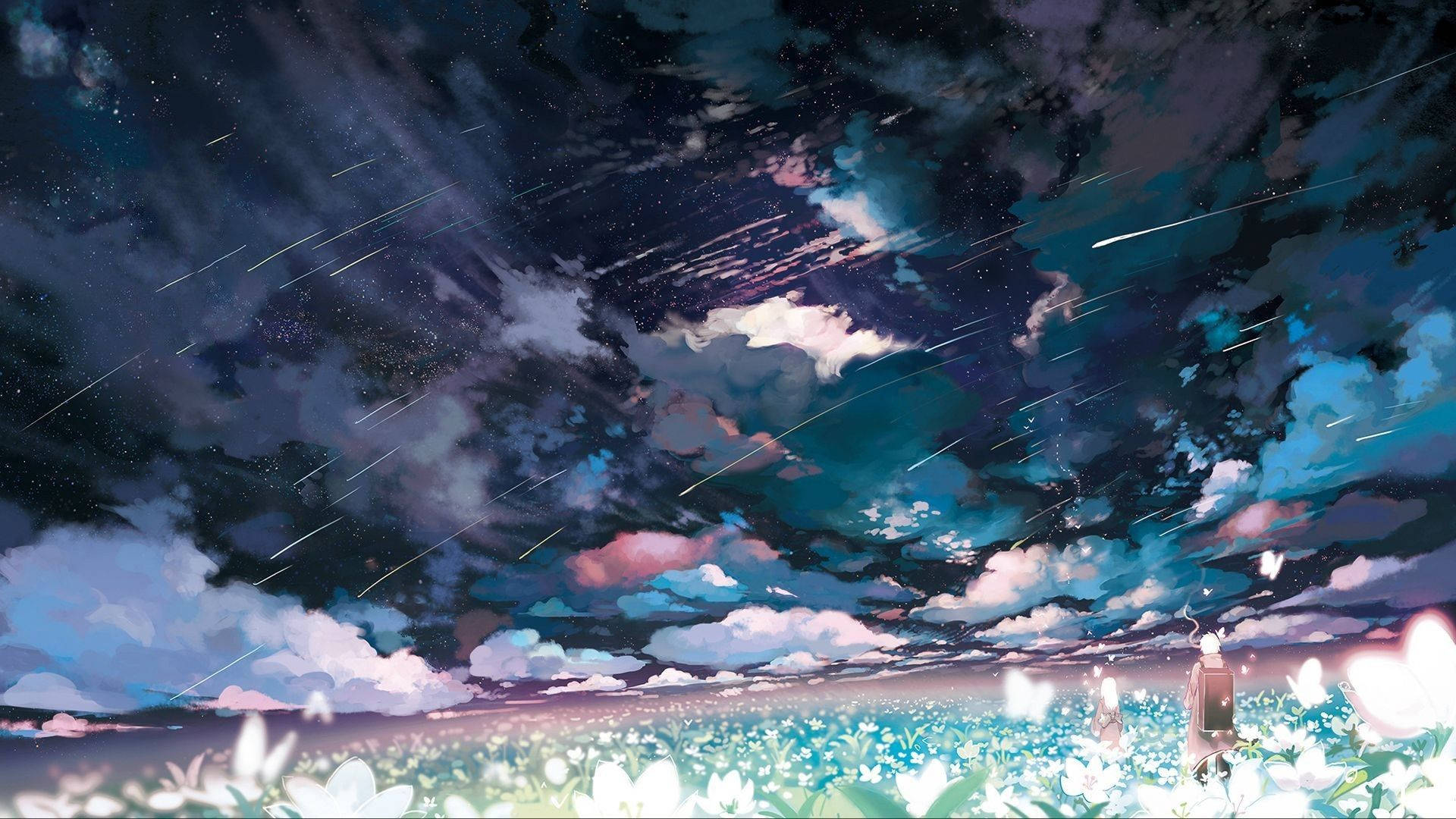 Blue Clouds Aesthetic Art Desktop Background