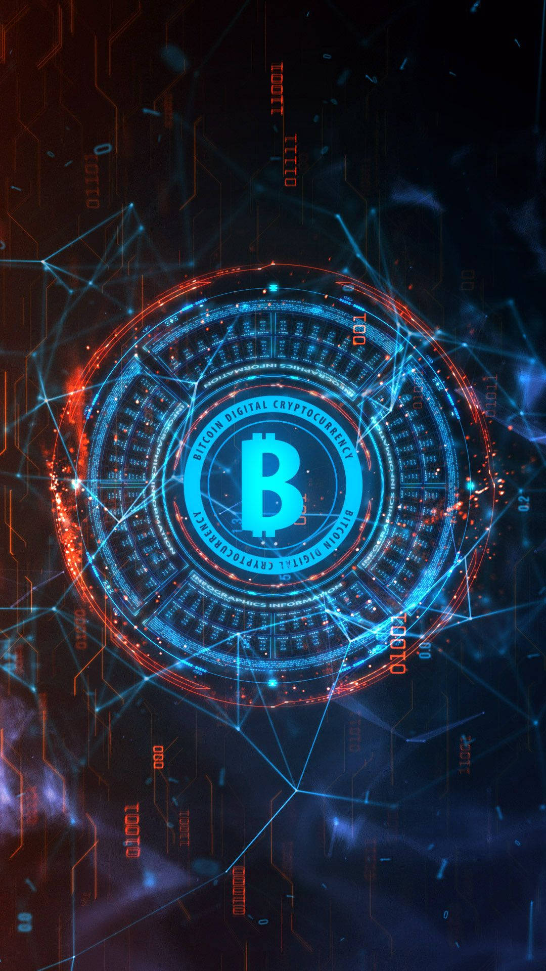 Blue Crypto Bitcoin Digital Abstract Graphic