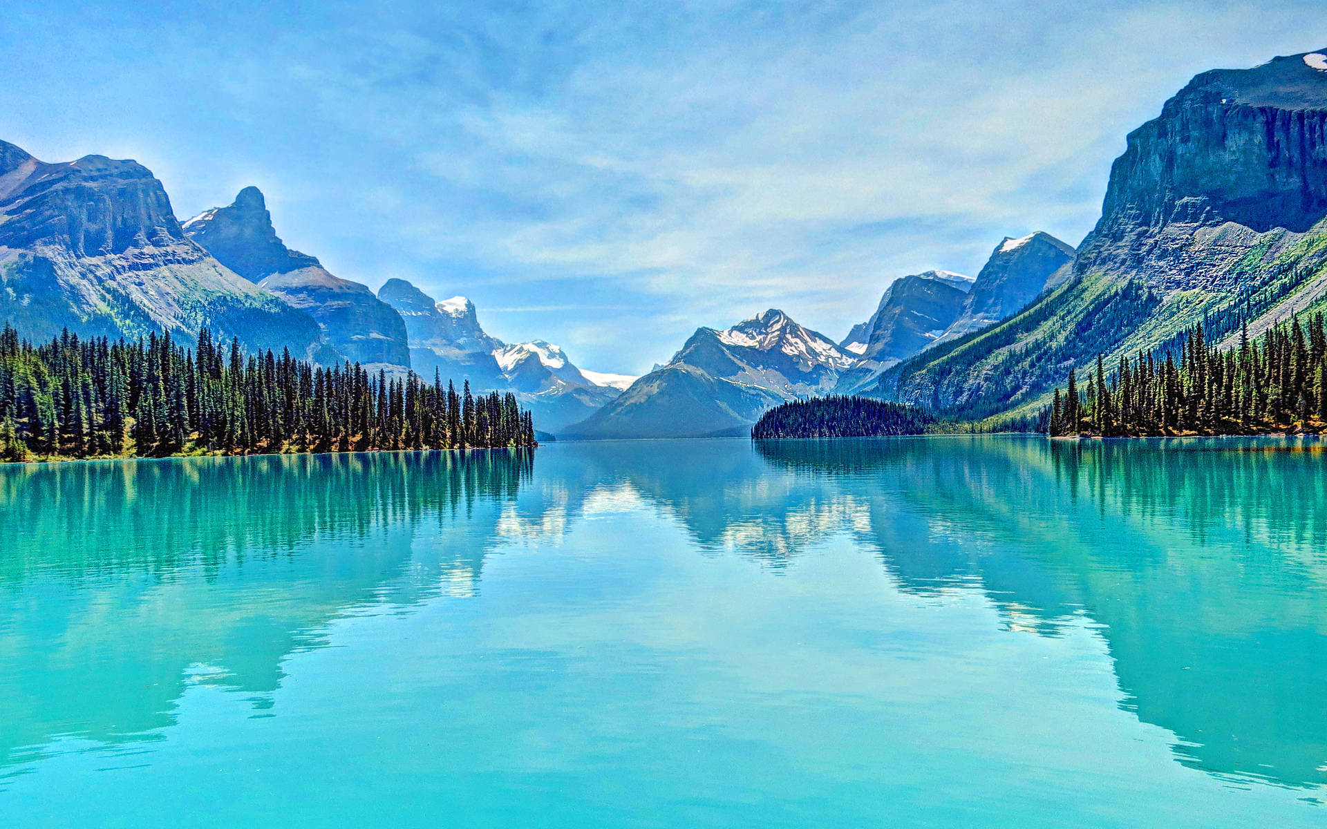 Blue Crystal Maligne Lake Canada Pretty Landscape Background