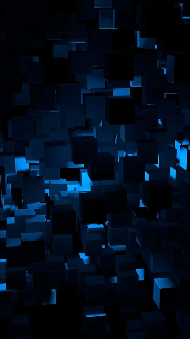 Blue Cubes In The Dark Background Background