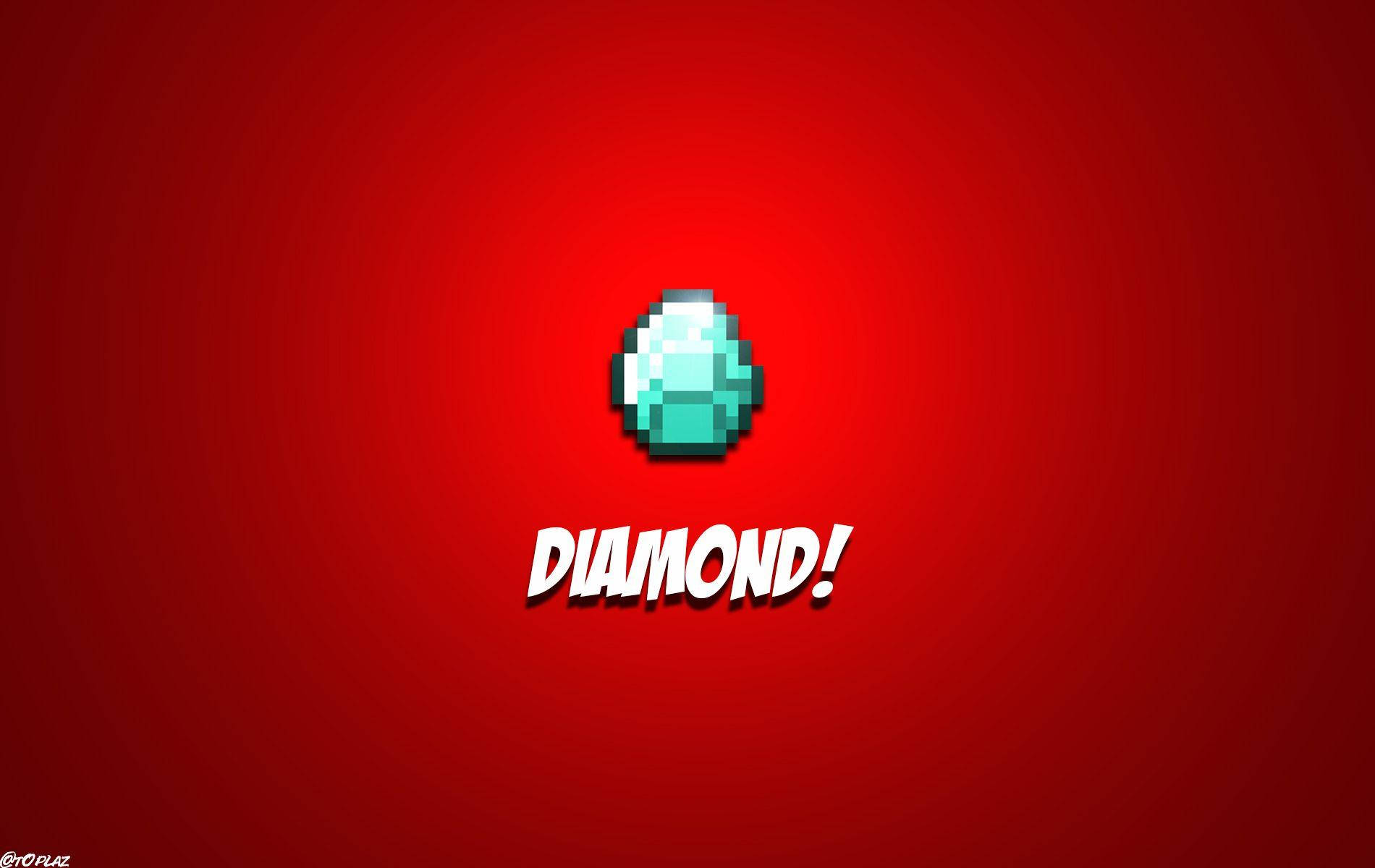Blue Diamond On Red Backdrop Cool Minecraft