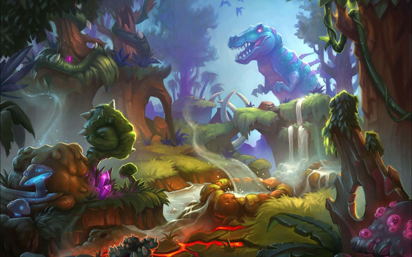 Blue Dinosaur Roaming The Forest Hearthstone Desktop