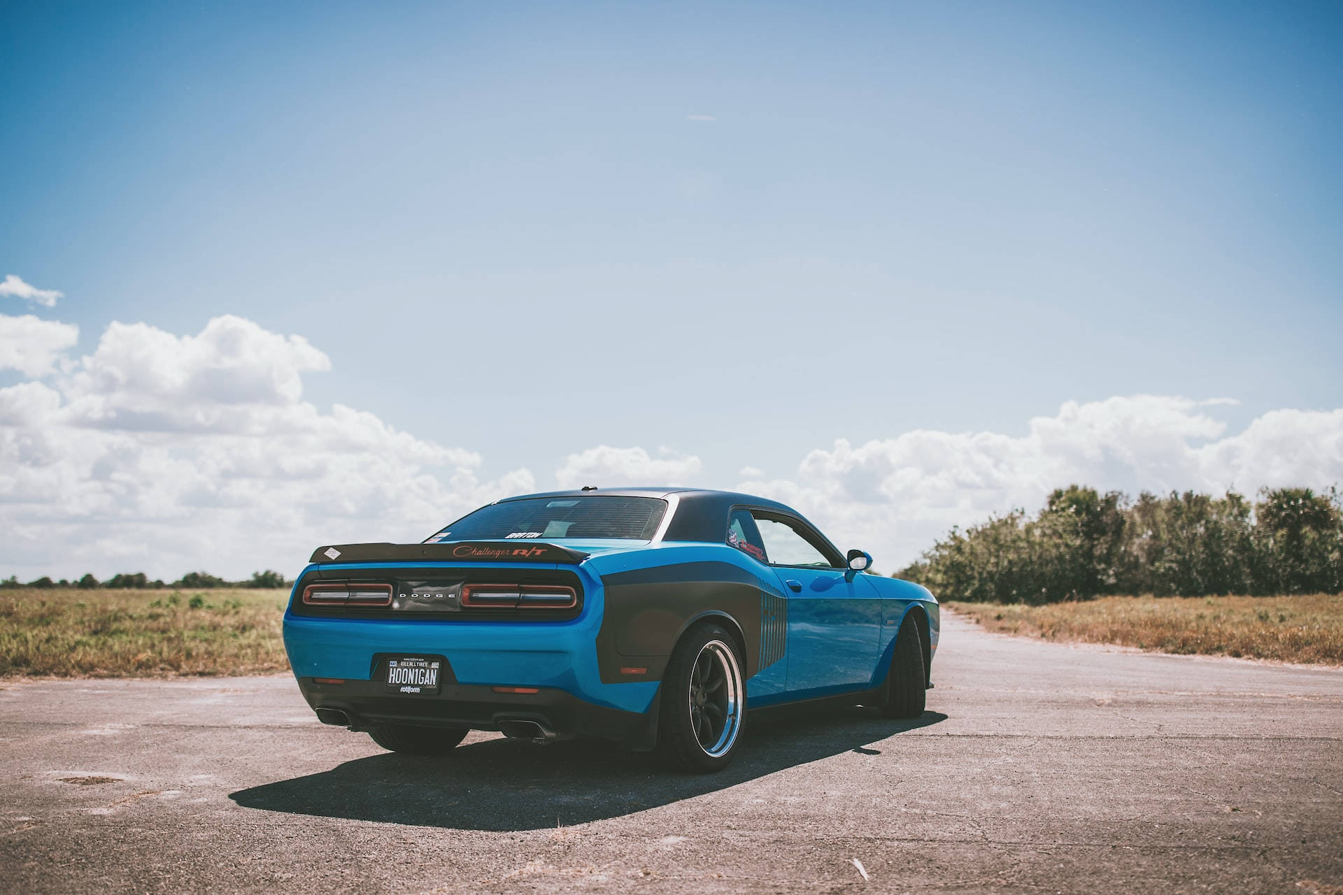 Blue Dodge Challenger Parked Outdoors