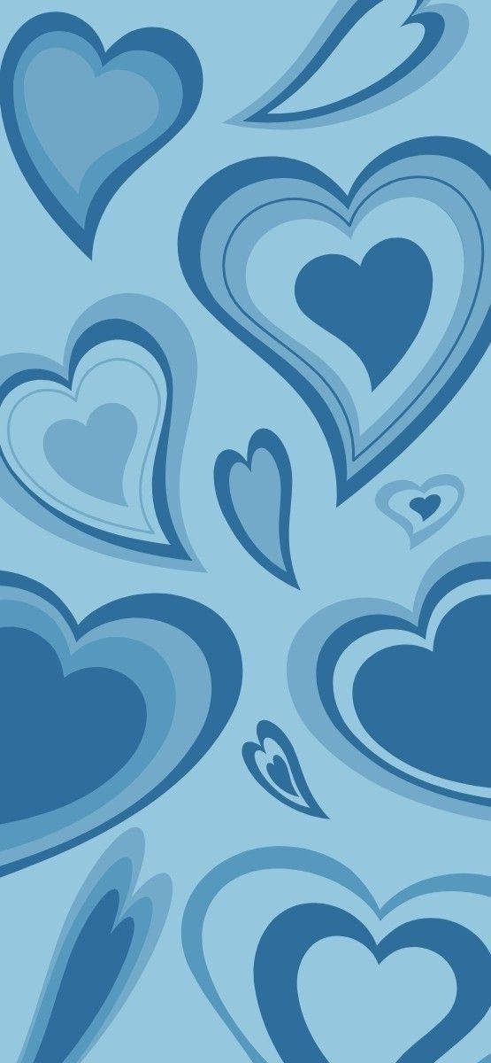 Blue Doodle Hearts Background