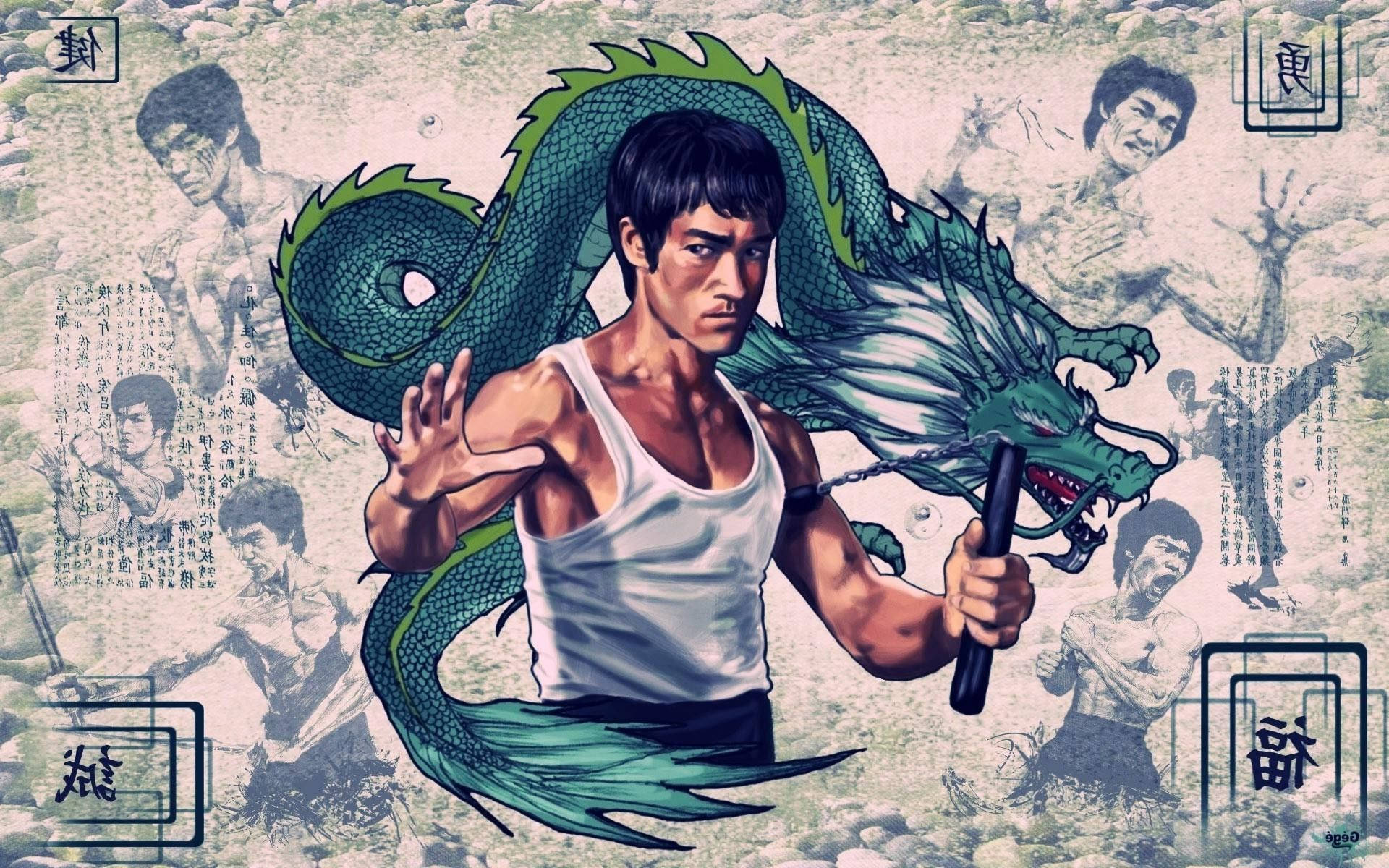 Blue Dragon Art Bruce Lee Background