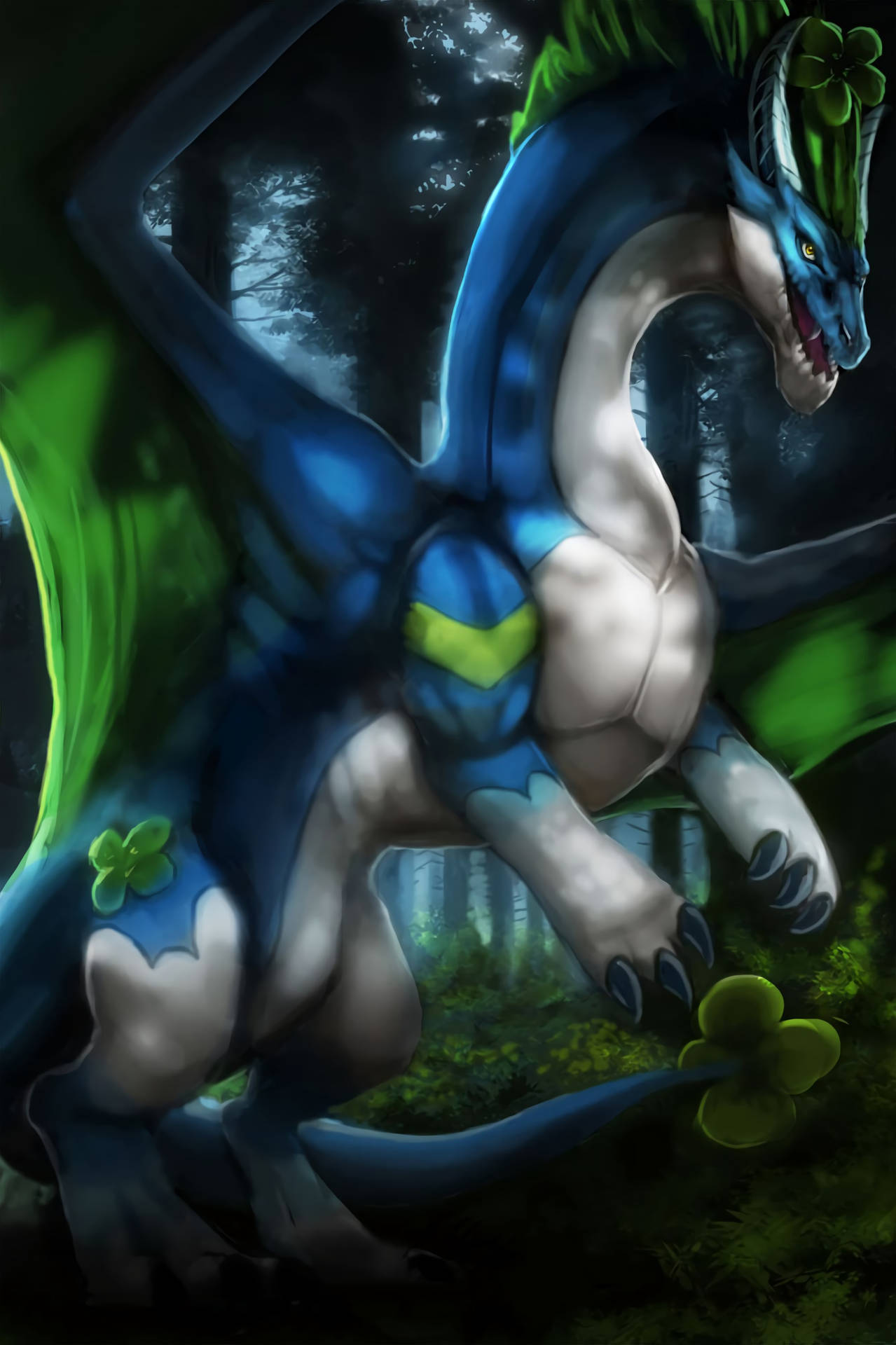 Blue Dragon Digital Painting Background