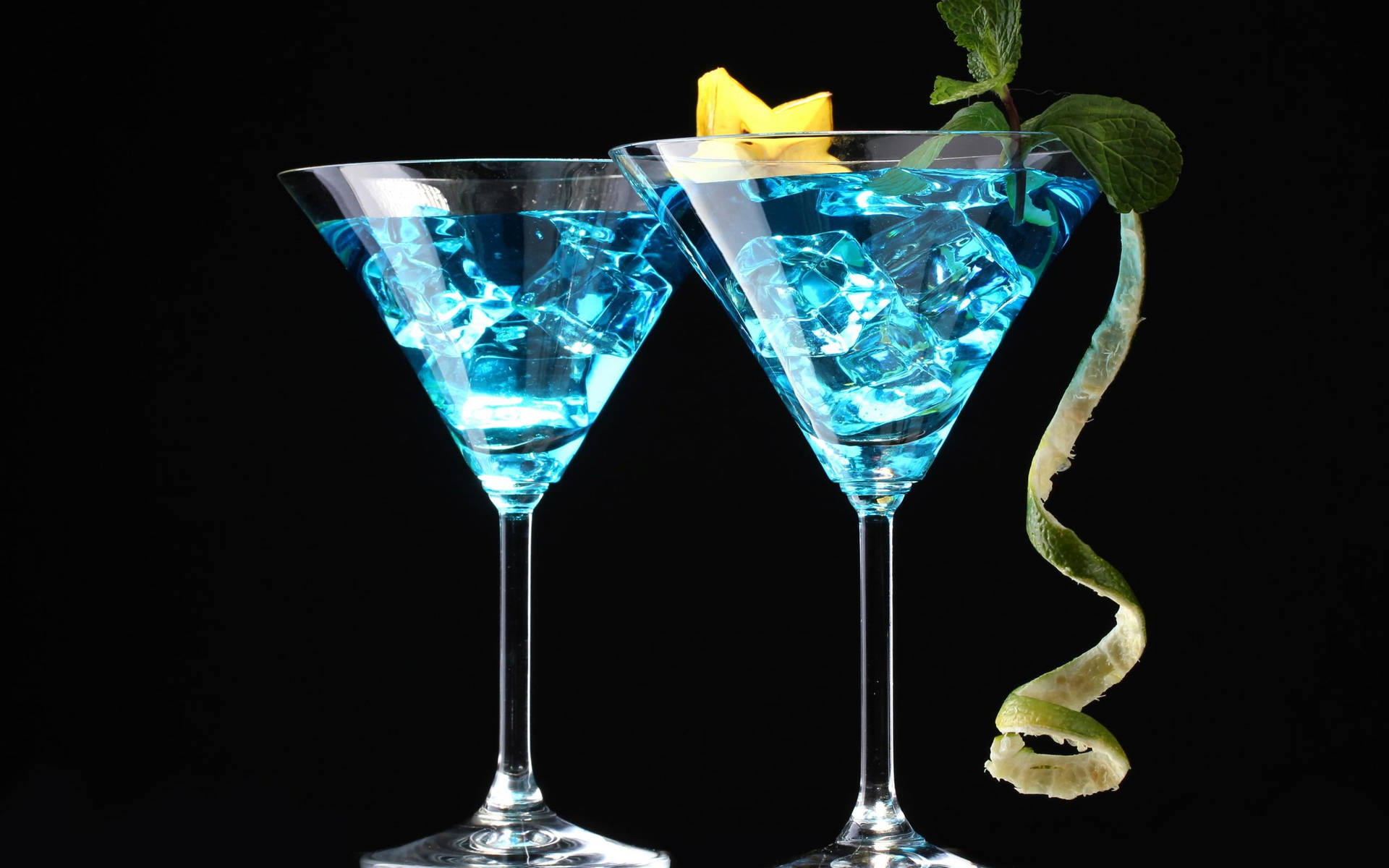 Blue Drink With Lime Peel Background
