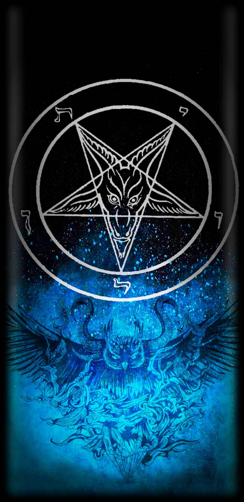Blue Eagle Pentagram Background