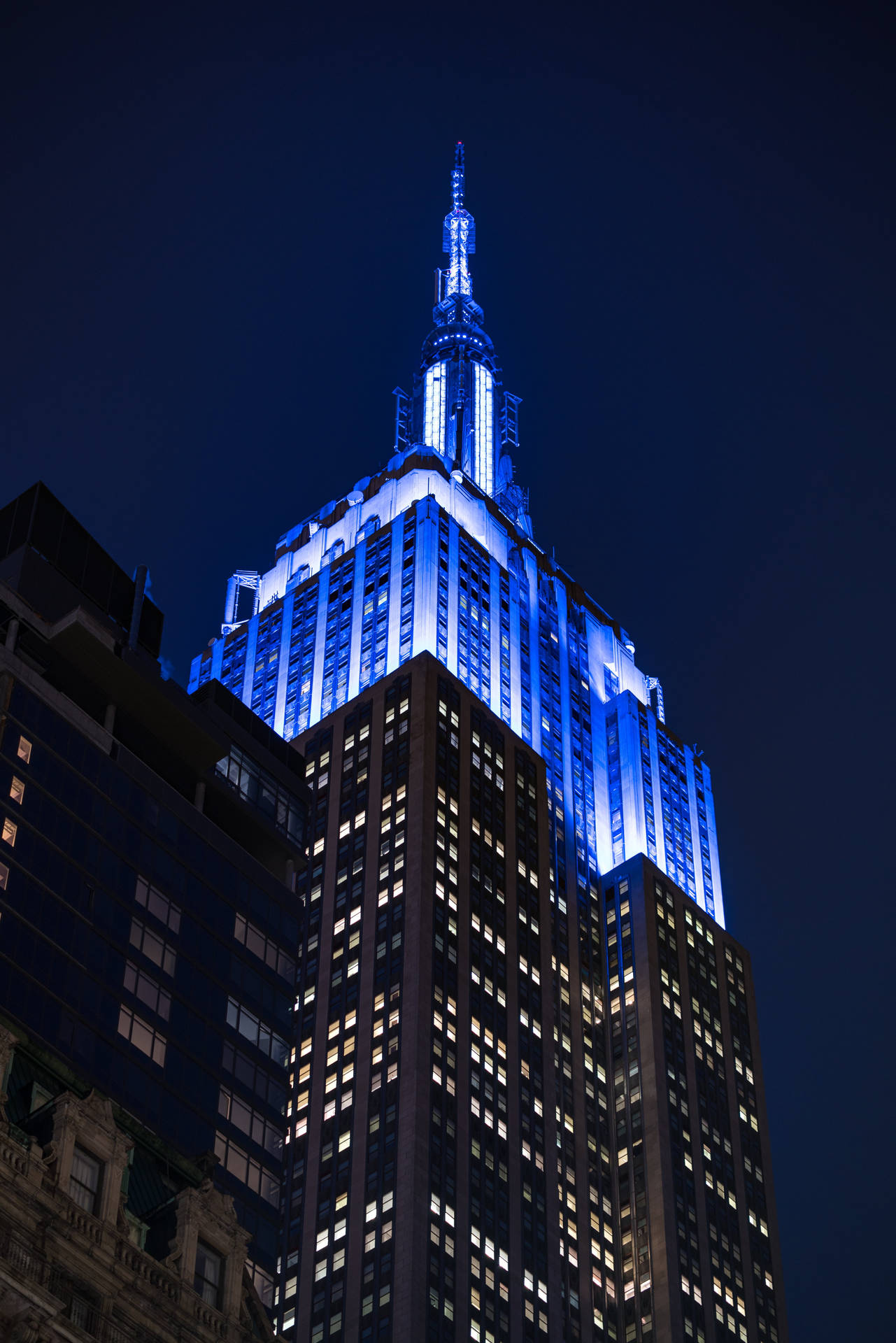 Blue Empire State New York Night Iphone Background