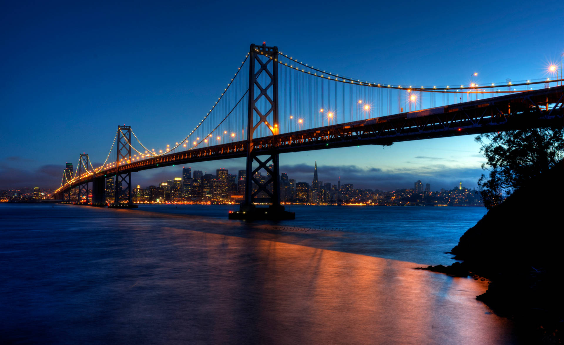 Blue Evening Bay Bridge San Francisco Photography Background