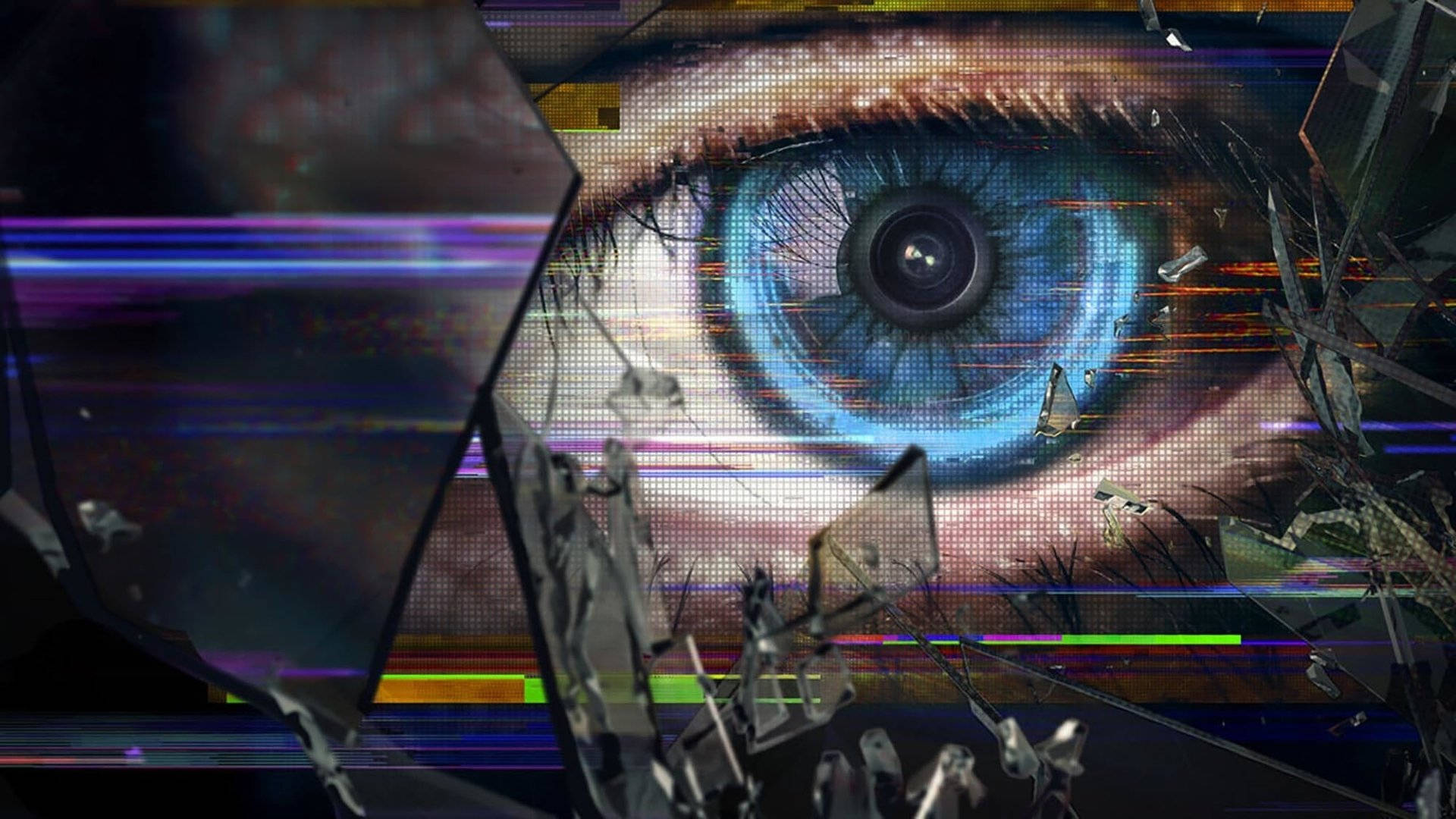 Blue Eye In A Broken Black Mirror Background