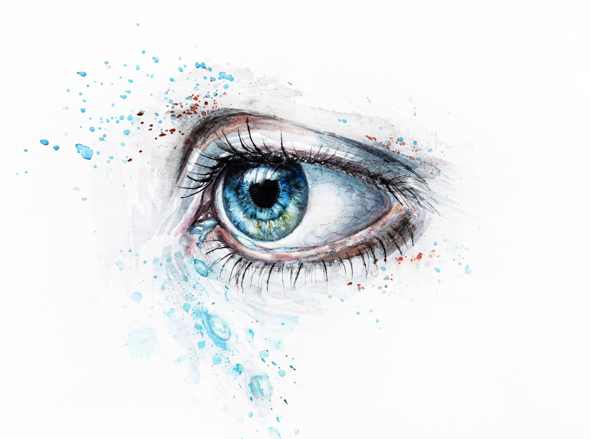 Blue Eye Sad Drawing Background