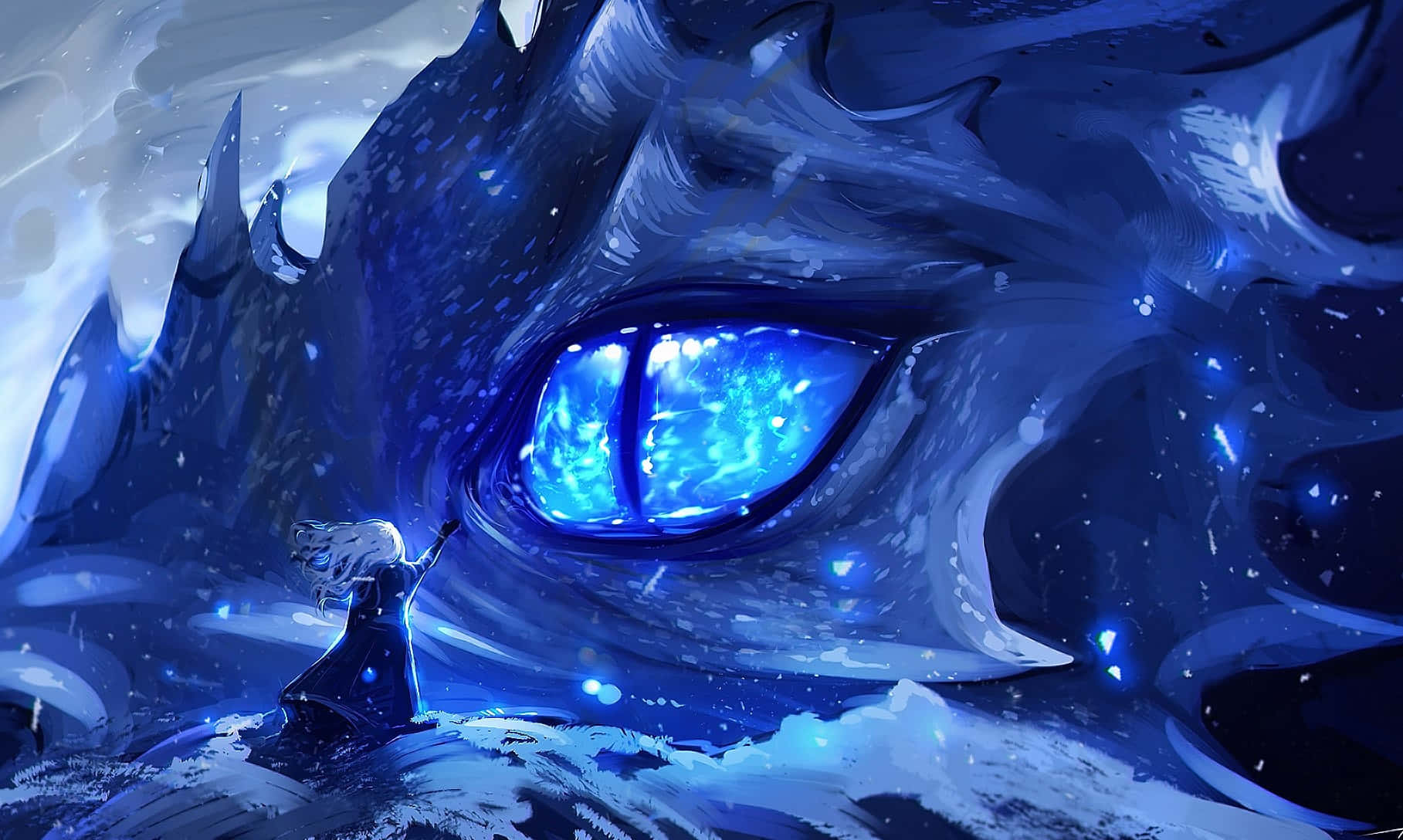 Blue Eyed Dragon Anime Art