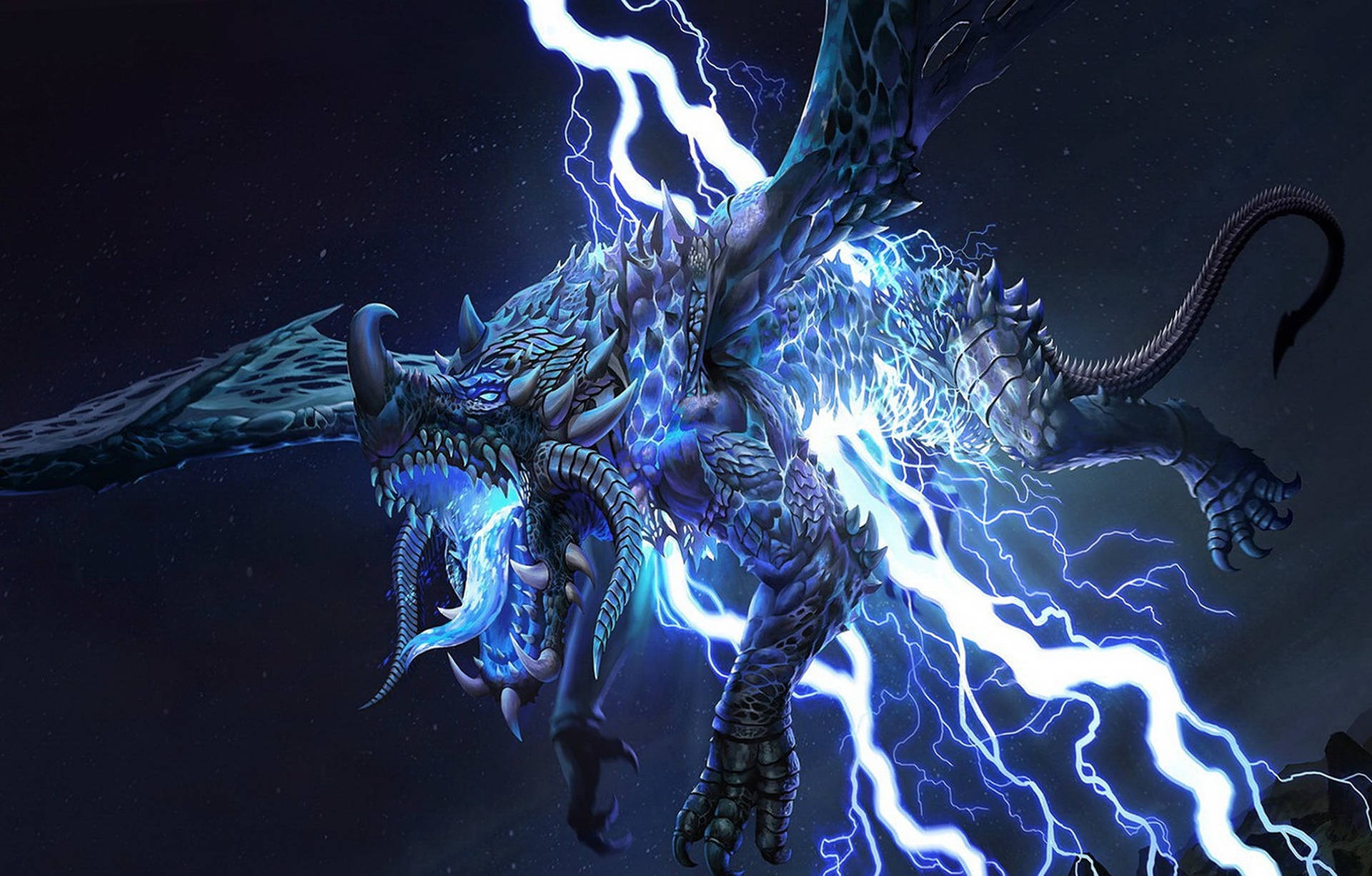 Blue Eyed Lightning Dragon Background