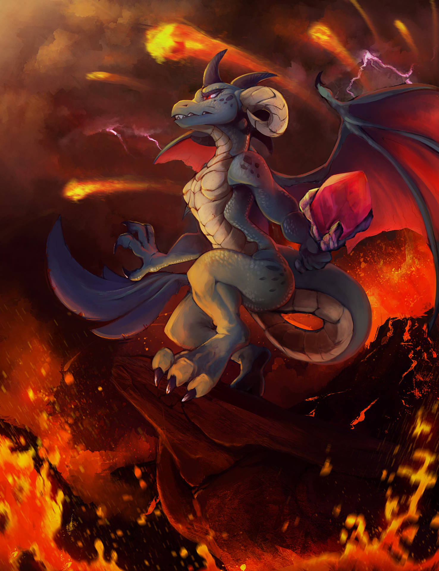 Blue Female Lava Dragon Background