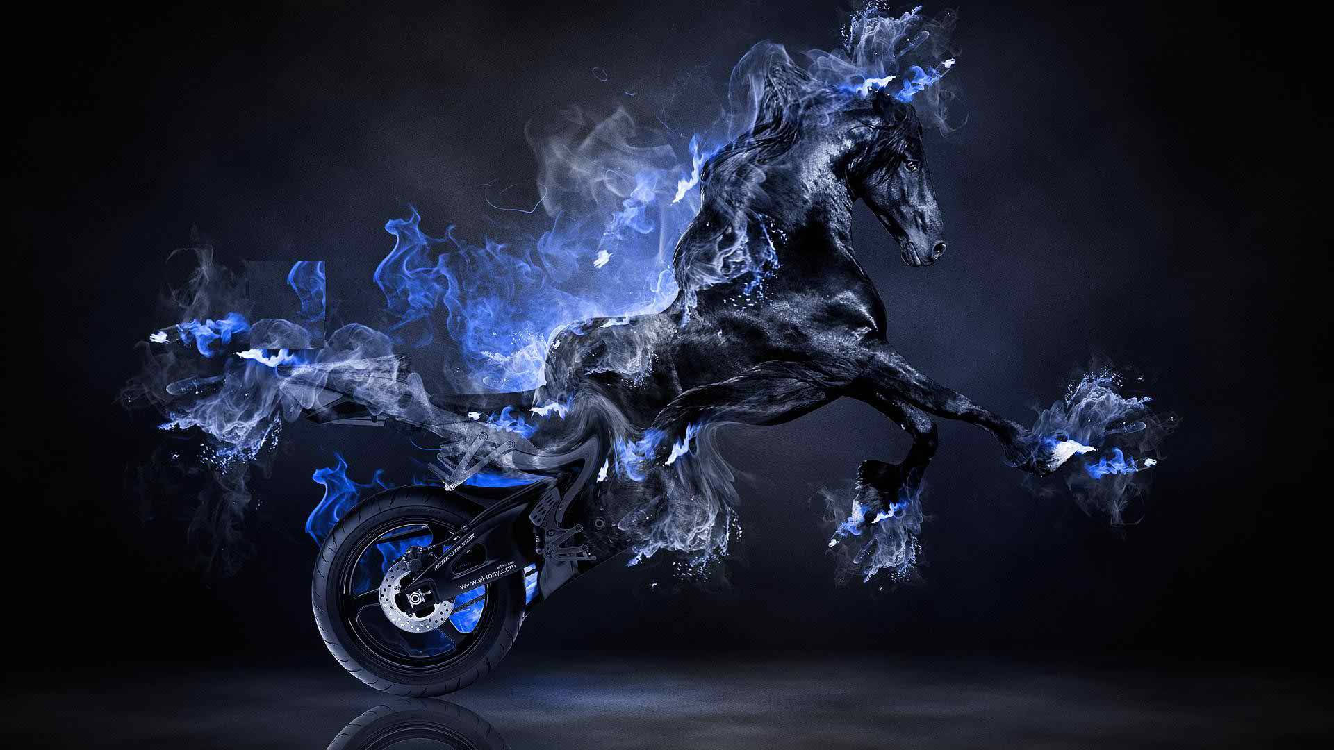 Blue Fire Ducati Horse Background