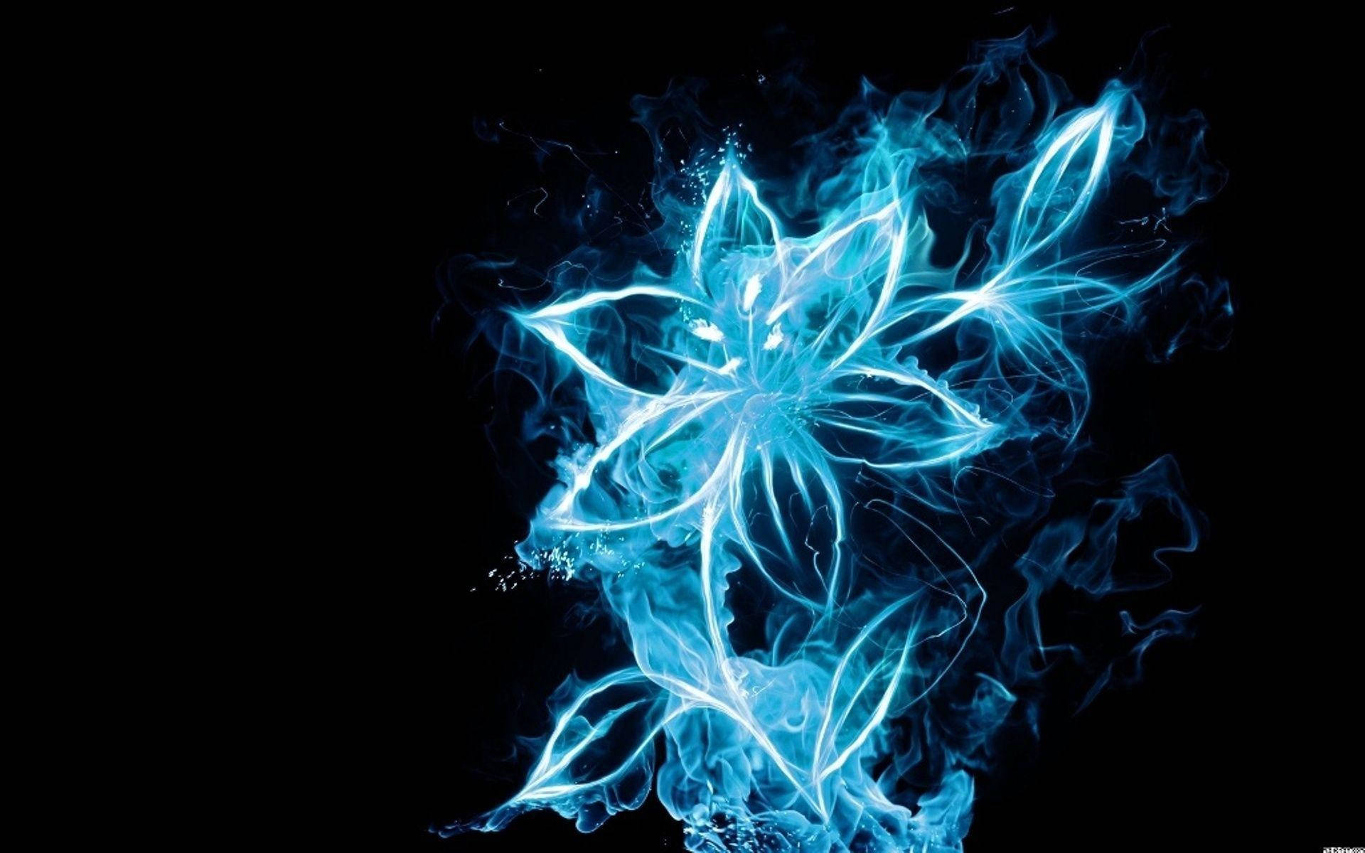 Blue Fire Flower Background