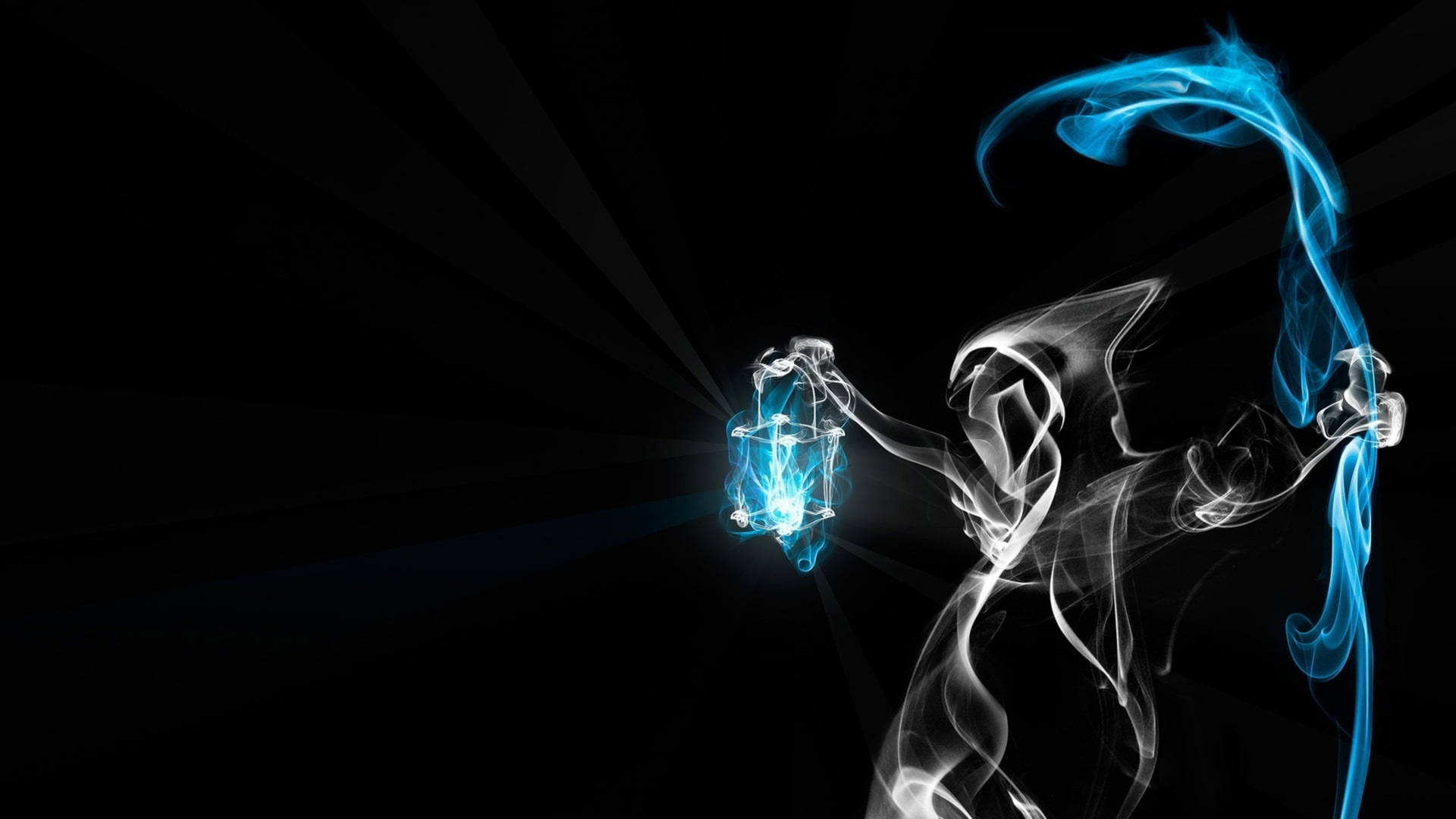 Blue Fire Grim Reaper Silhouette Background