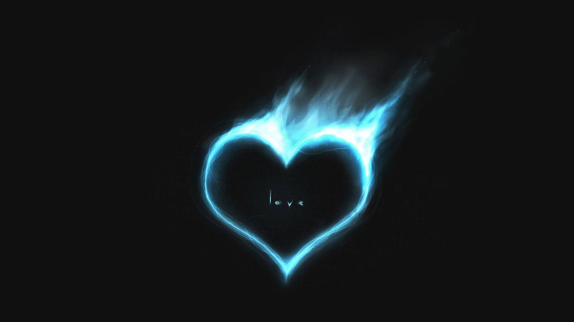Blue Fire Heart Background