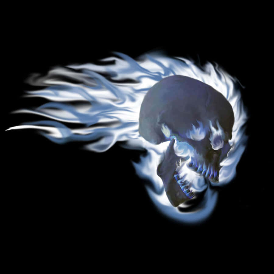 Blue_ Fire_ Skull_ Art Background