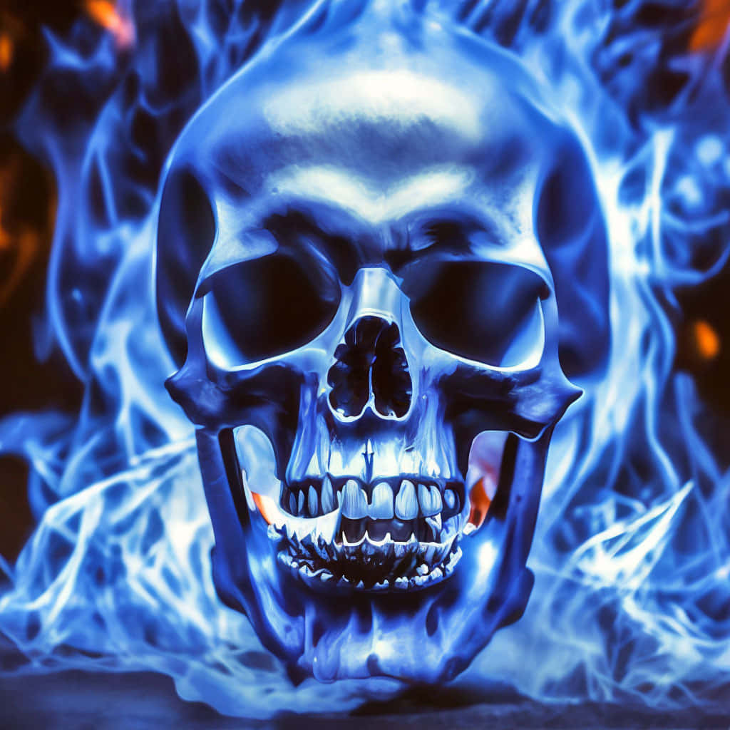 Blue_ Fire_ Skull_ Artwork Background