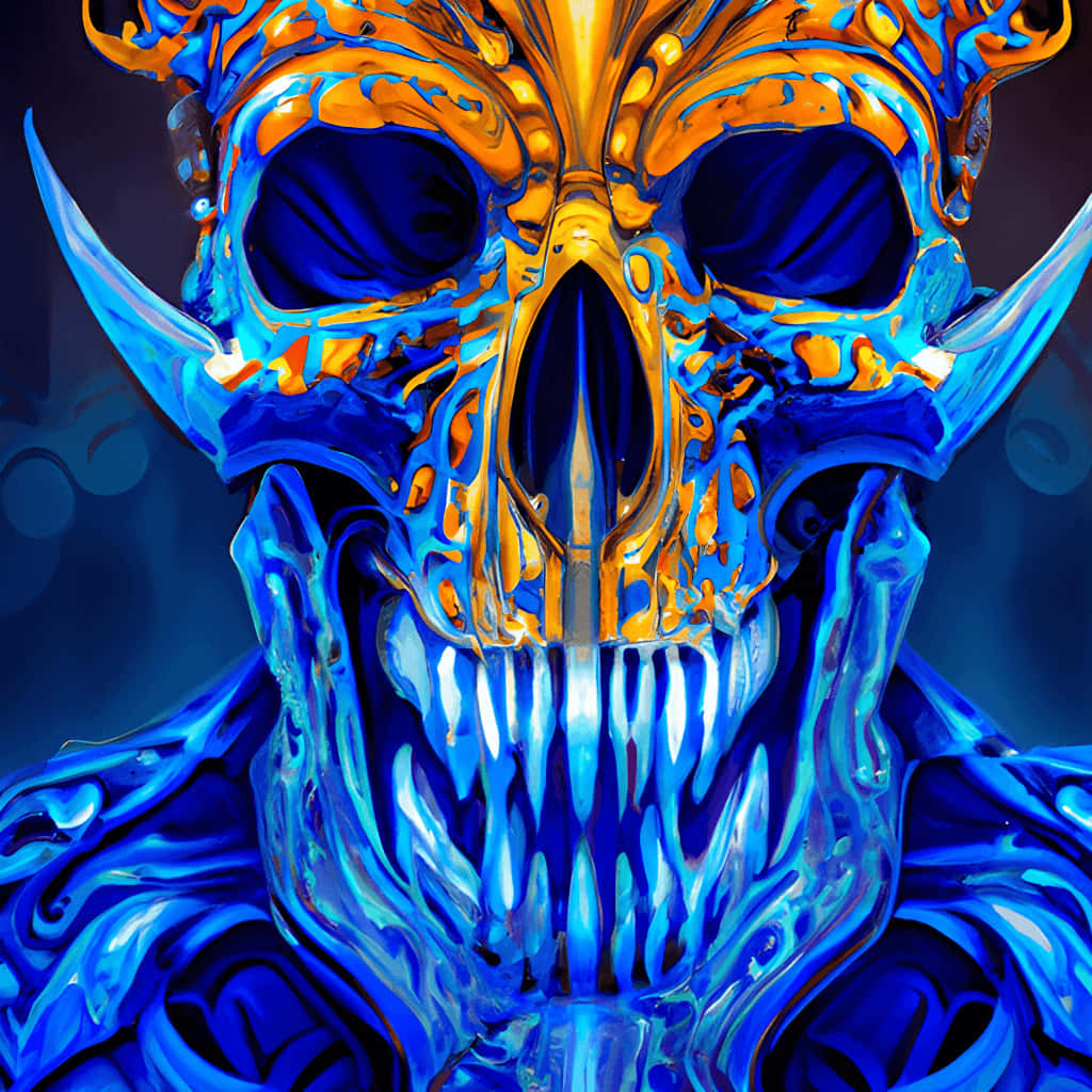 Blue_ Fire_ Skull_ Artwork Background
