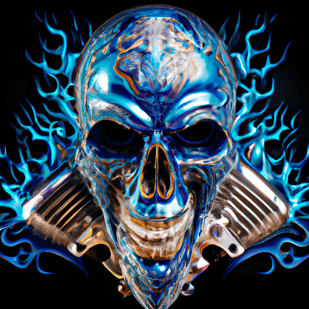 Blue_ Fire_ Skull_ Artwork Background