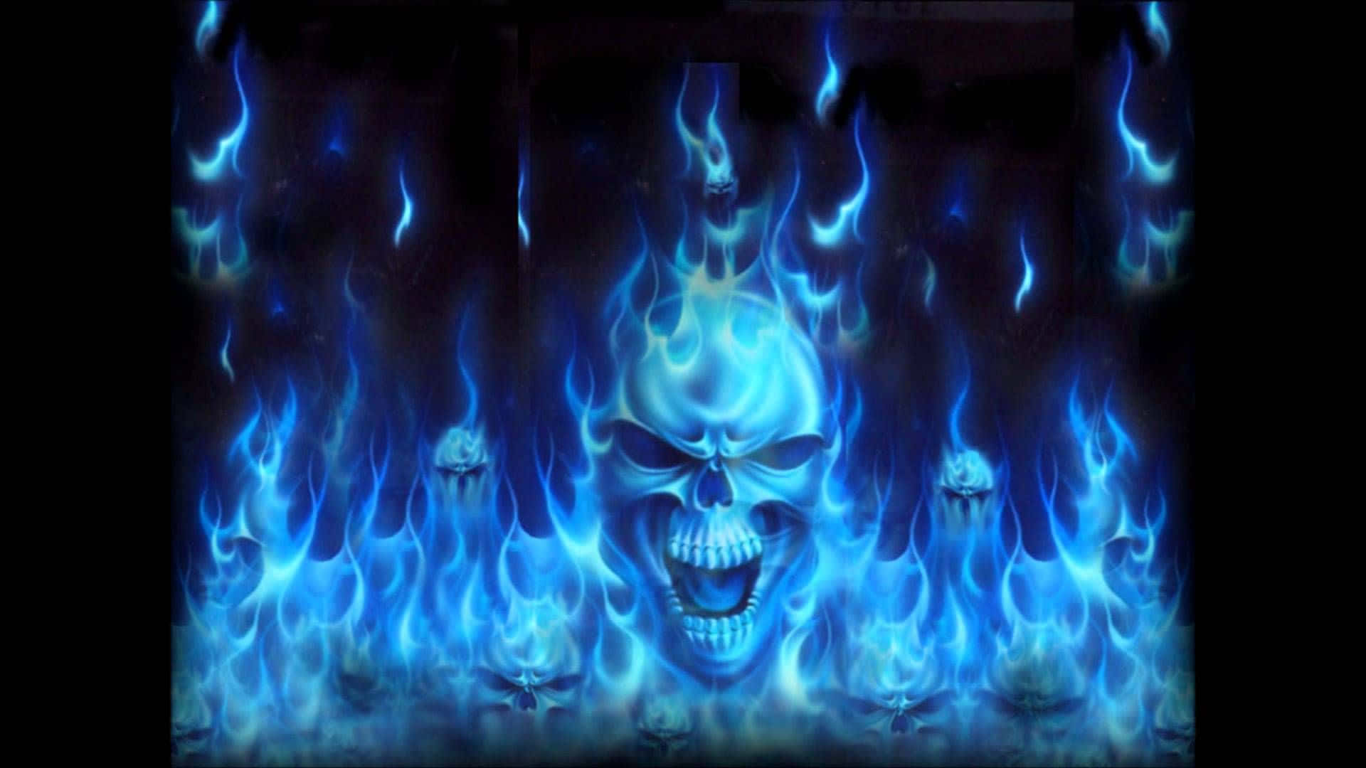Blue_ Fire_ Skull_ Artwork