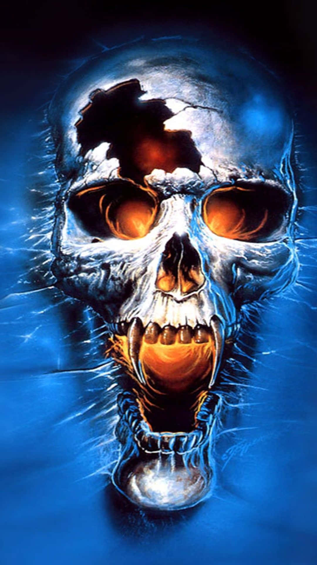 Blue_ Fire_ Skull_ Artwork Background